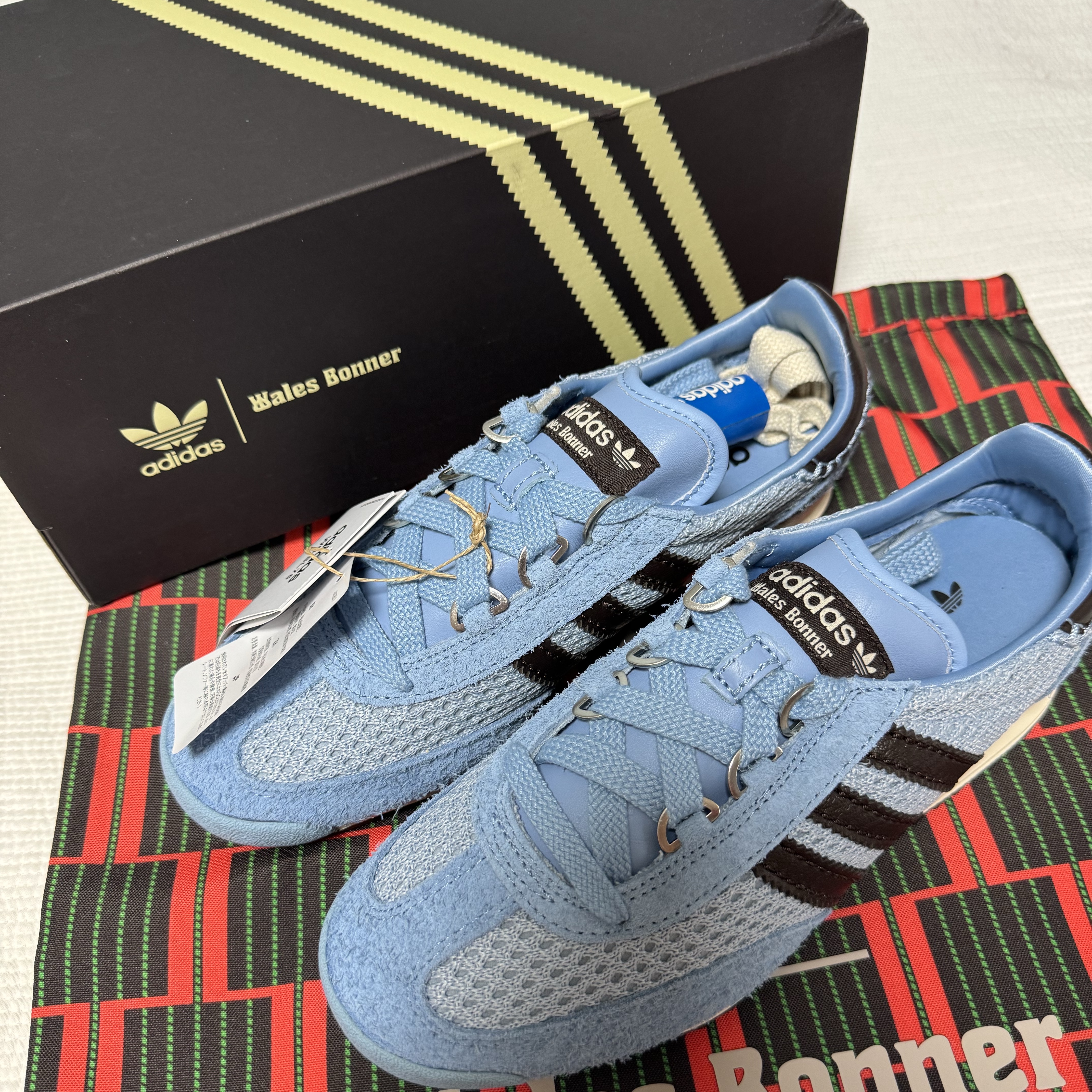 Adidas x Wales Bonner SL 76 Ash Blue Core Black 착용 스타일