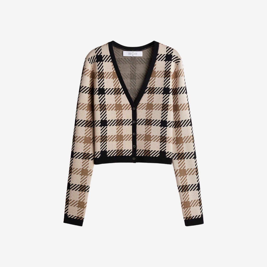 (W) H&M x Rokh Jacquard-Knit Cardigan Light Beige Plaid 상세 이미지 1