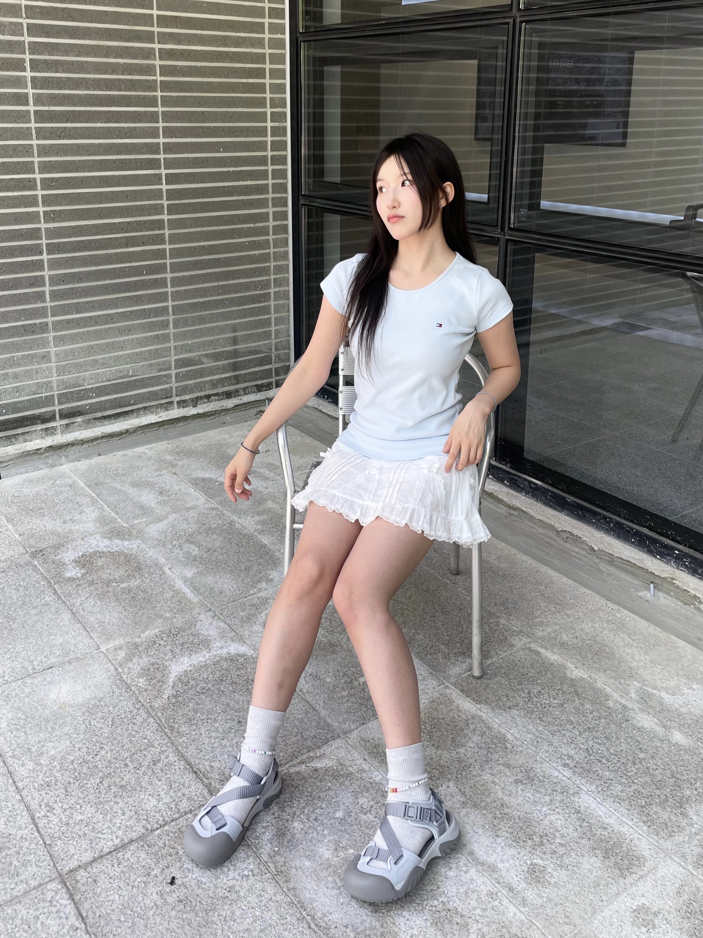 Fila Peito Sandal Grey 착용 스타일 - 3