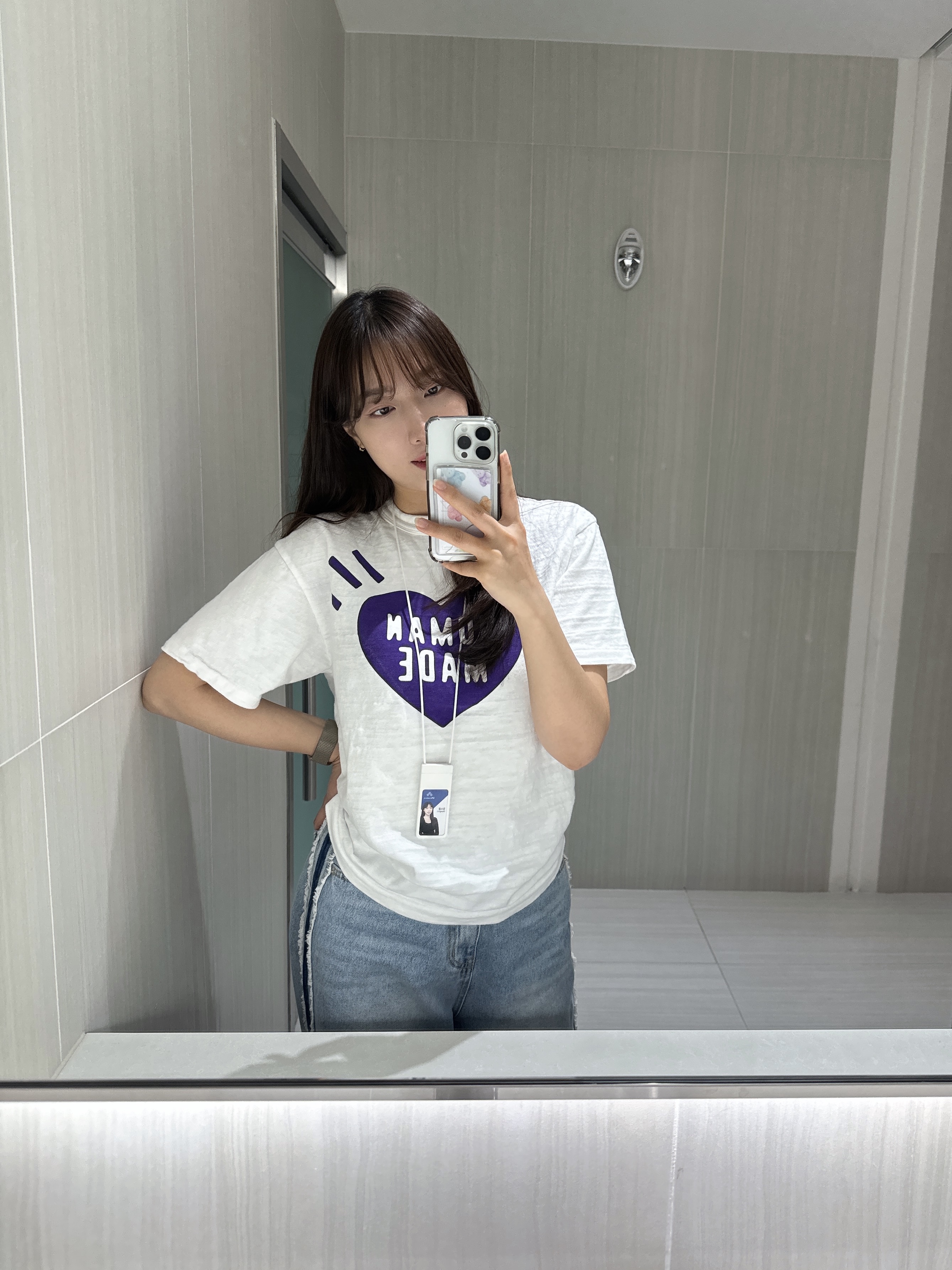 Human Made Heart T-Shirt White - Fukuoka Store Exclusive 착용 스타일 - 1