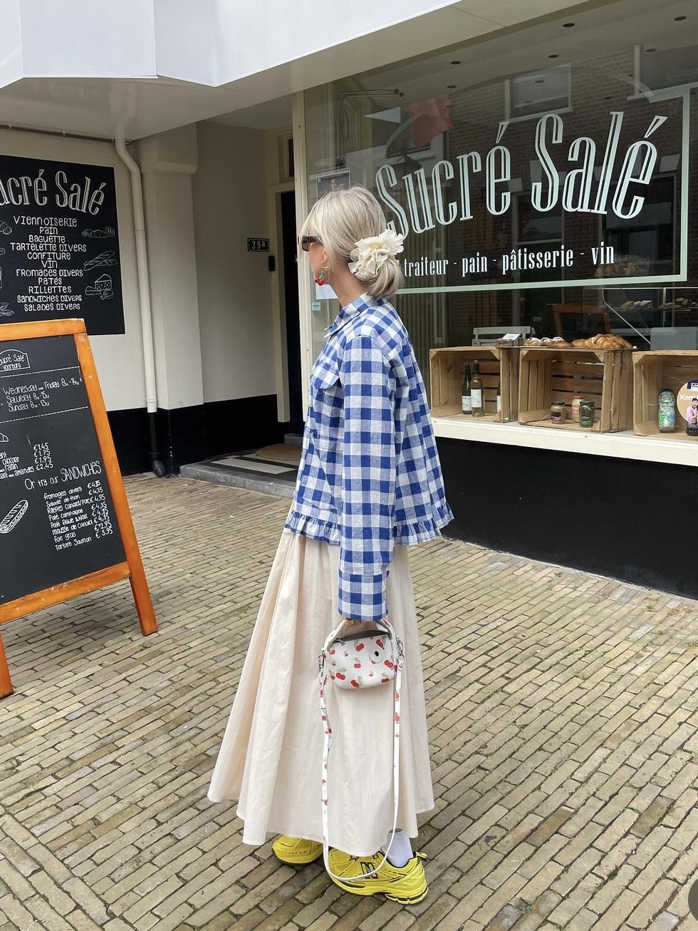 Baum und Pferdgarten Miluna Blue Sailor Check - 24FW 착용 스타일 - 3