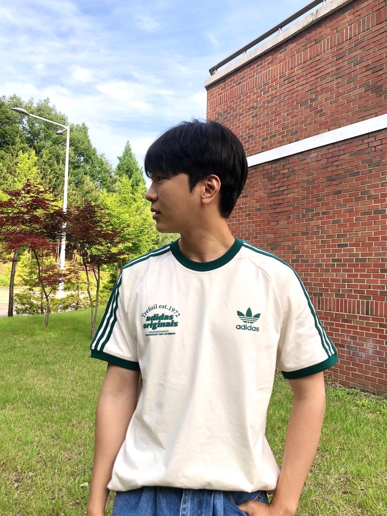 Adidas Sport Graphic Cali T-Shirt Wonder White - KR Sizing 착용 스타일 - 3