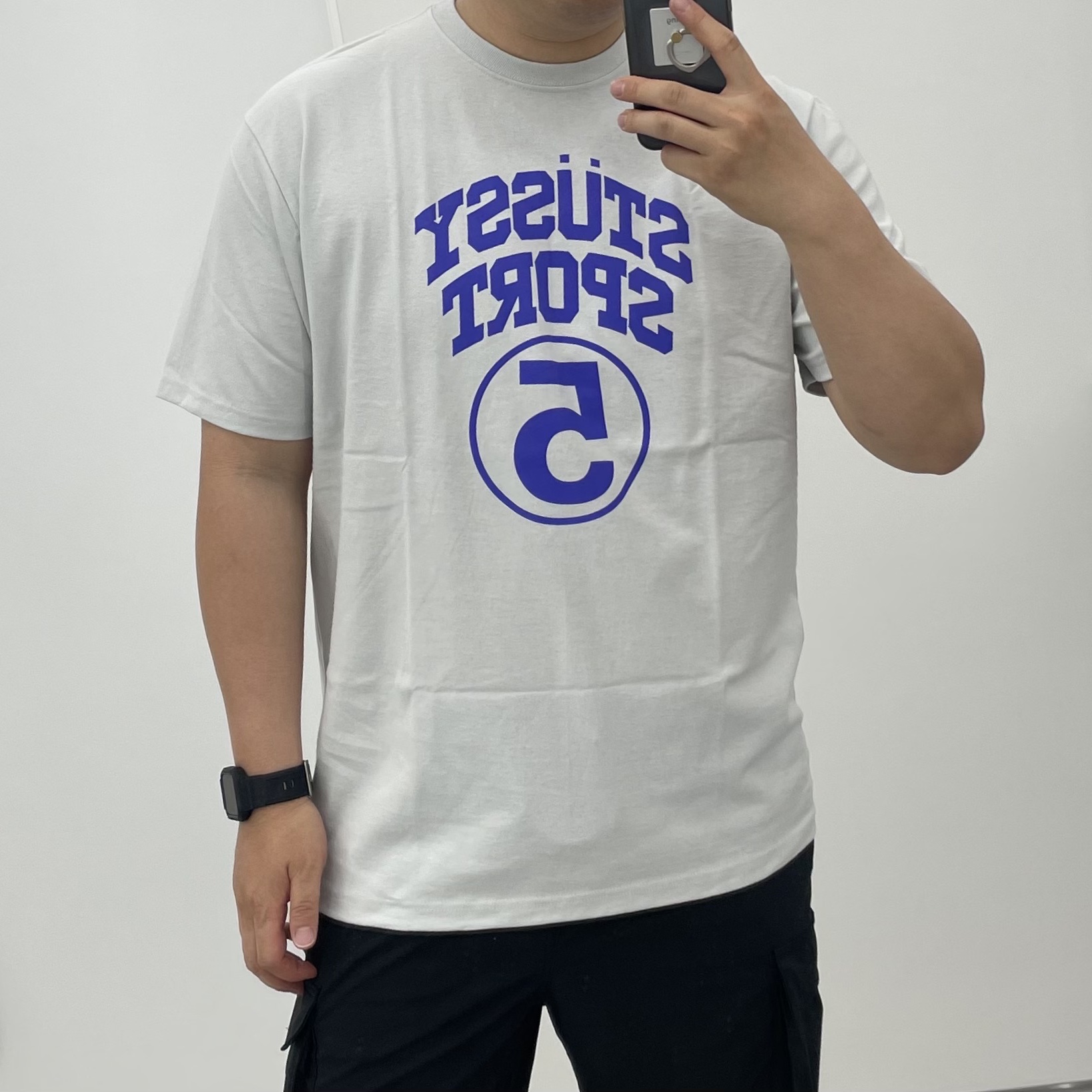 Stussy 5 Sport T-Shirt Fog, Human Made Heart T-Shirt Black - Fukuoka Store Exclusive 착용 스타일 - 3