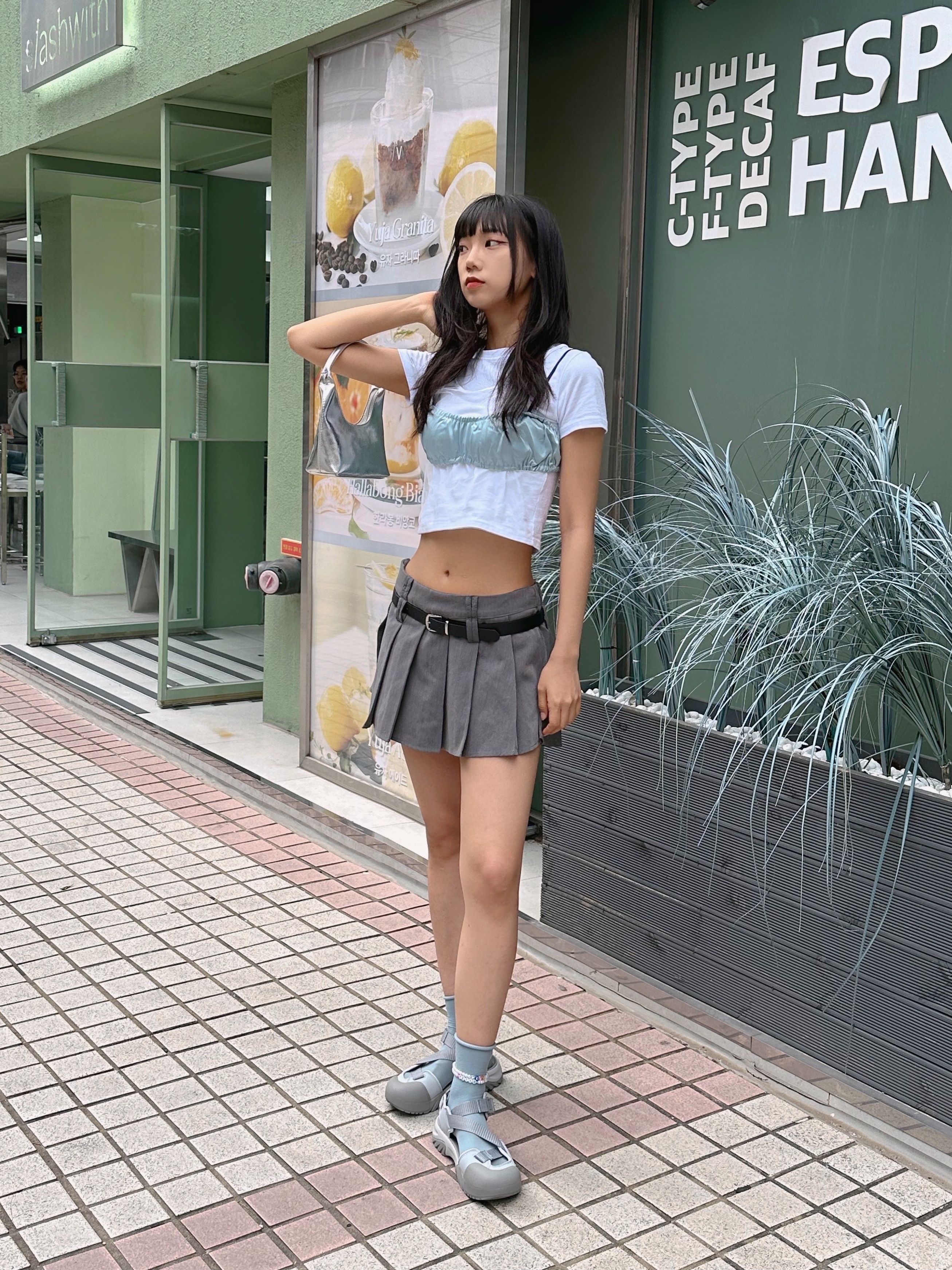 Fila Peito Sandal Grey 착용 스타일 - 1