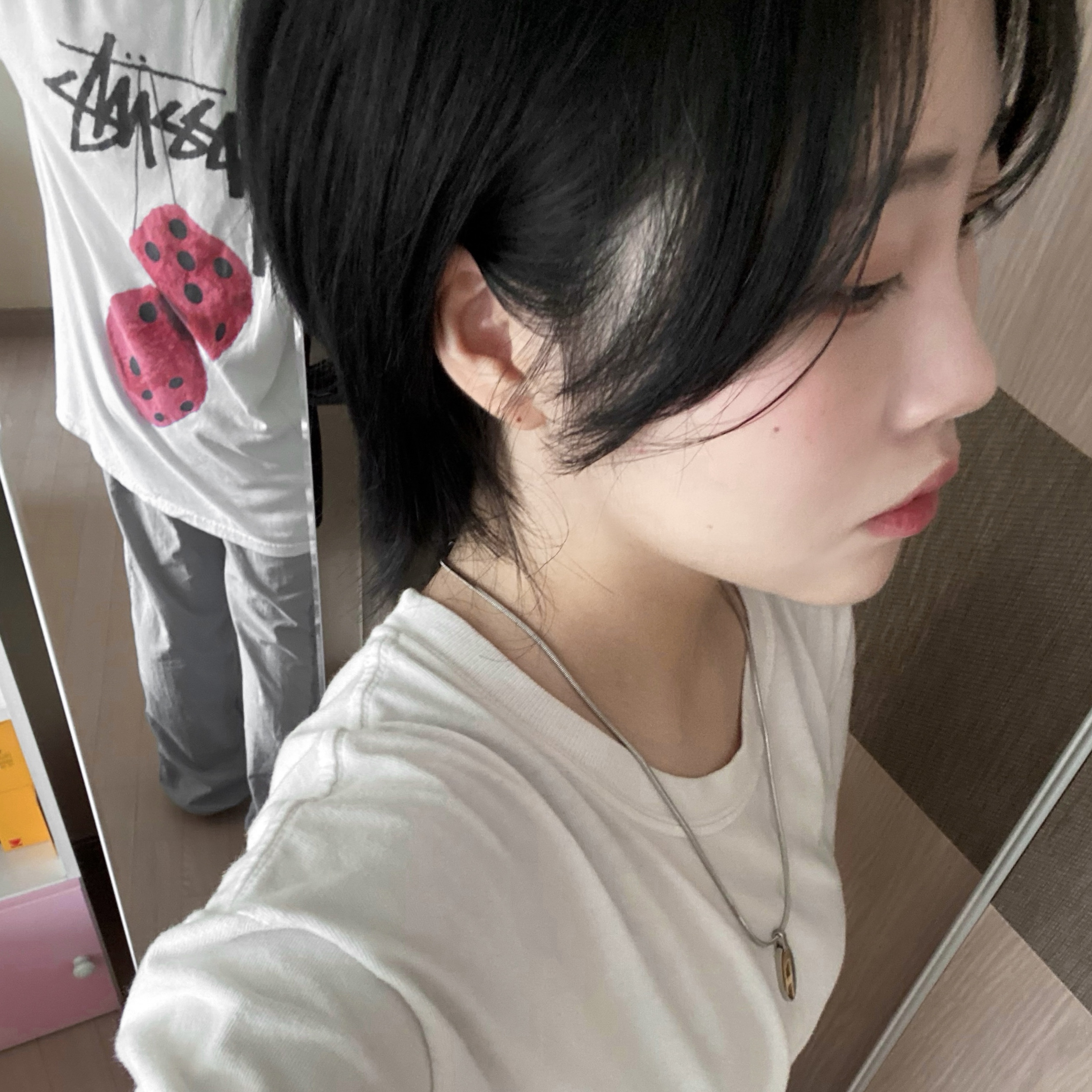 Stussy Fuzzy Dice T-Shirt White, Diesel Dx1421 Two-Tone Stainless Steel Pendant Necklace Silver 착용 스타일 - 2