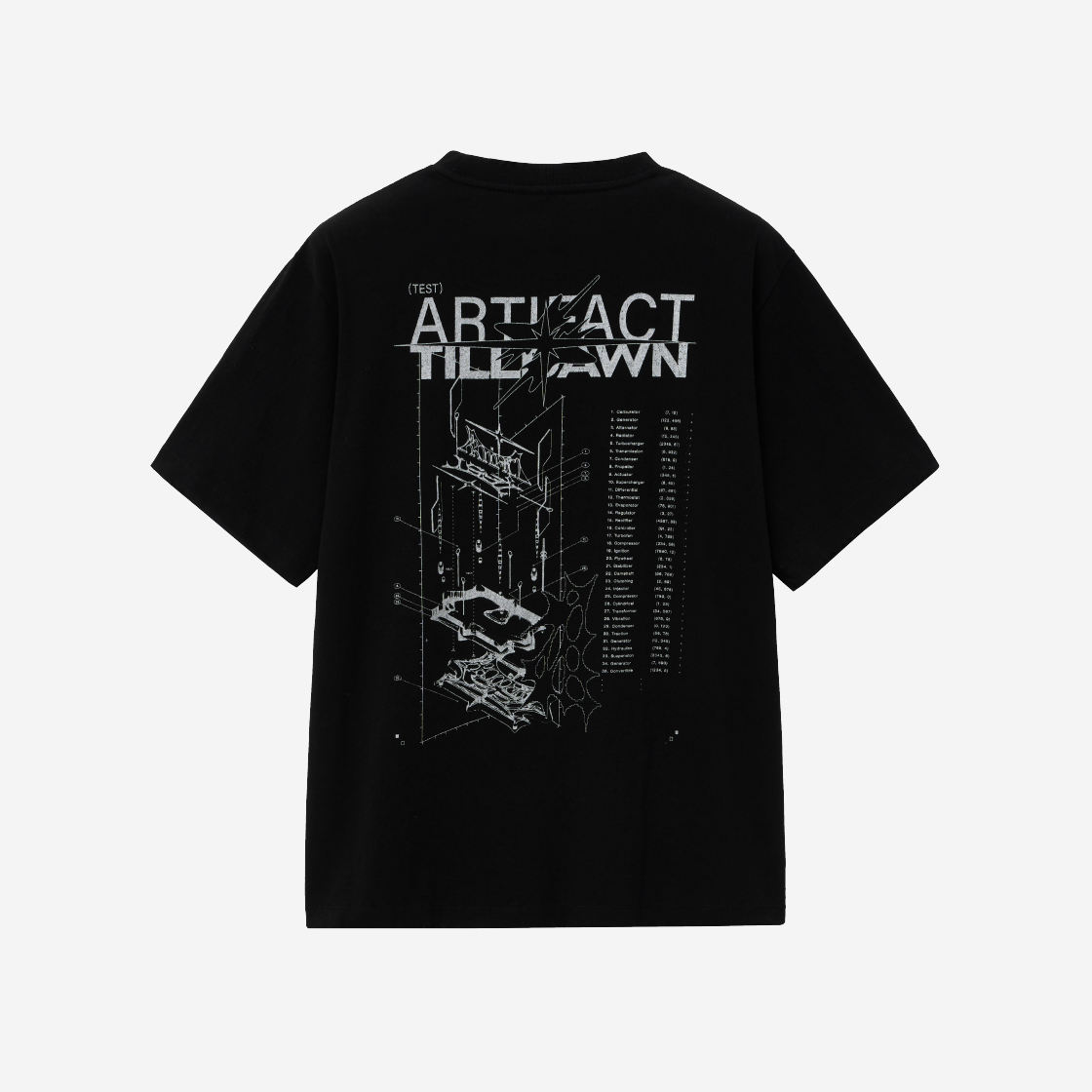 【TILLDAWN X TEST ARTIFACT】DOCKING SYMBOL TEE / 追跡付 테스트 아티팩트 x 틸던 프로토타입 티셔츠 블랙 | Test
