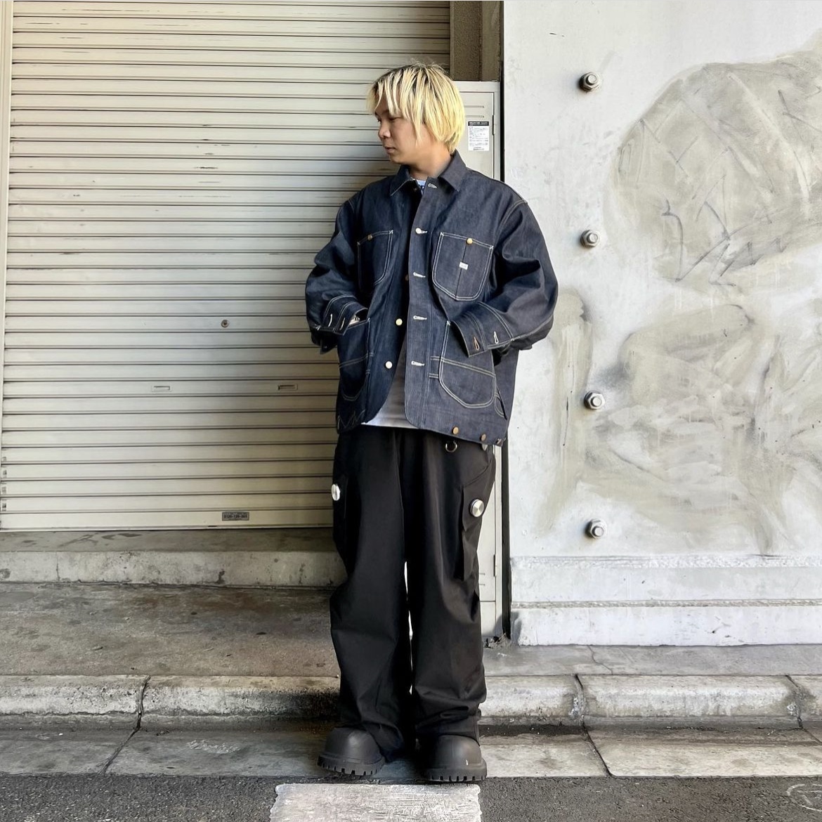 Beautiful People x Lee Double End Denim Riders Work Blouson Indigo 착용 스타일 - 2