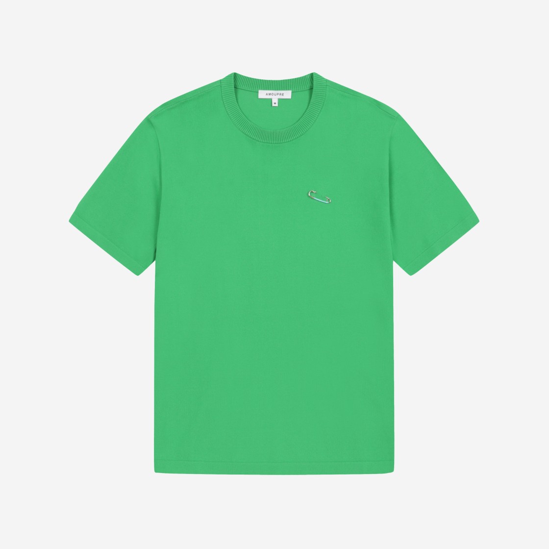 AMOUPRE Crew Neck Short Sleeve Sweater Green 상세 이미지 1