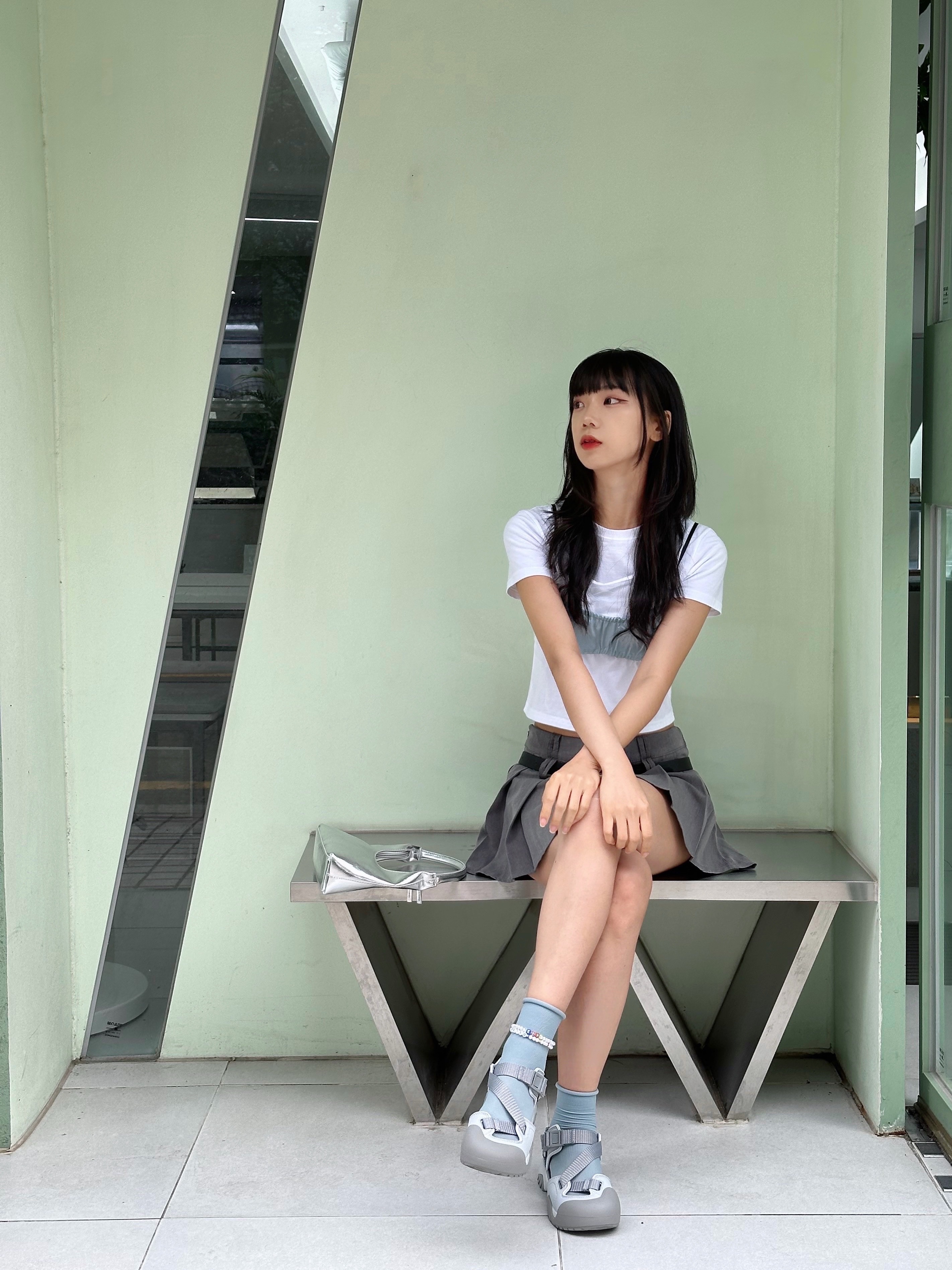 Fila Peito Sandal Grey 착용 스타일 - 3