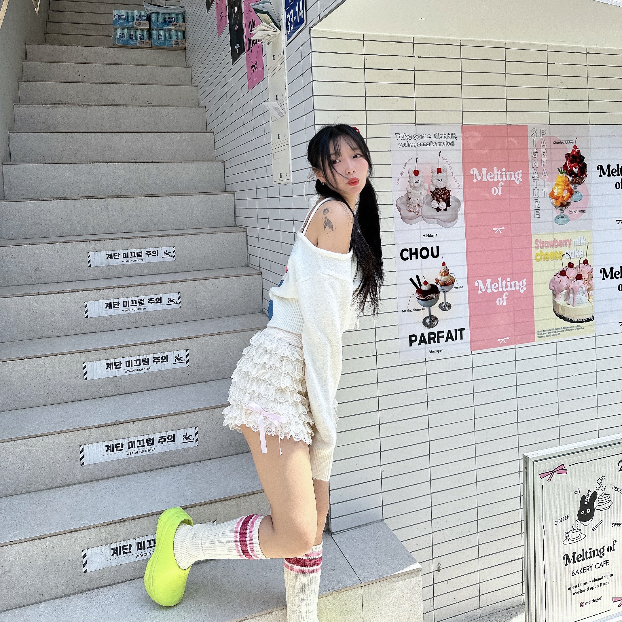 (W) Adidas Adifom Stan Smith Mule Lucid Lemon 착용 스타일 - 2