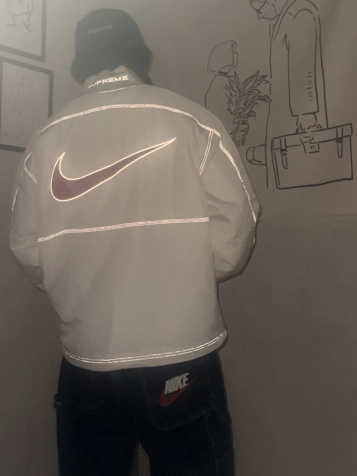 Supreme x Nike Ripstop Pullover White - 24SS, Supreme x Nike Denim Short Indigo - 24SS 착용 스타일