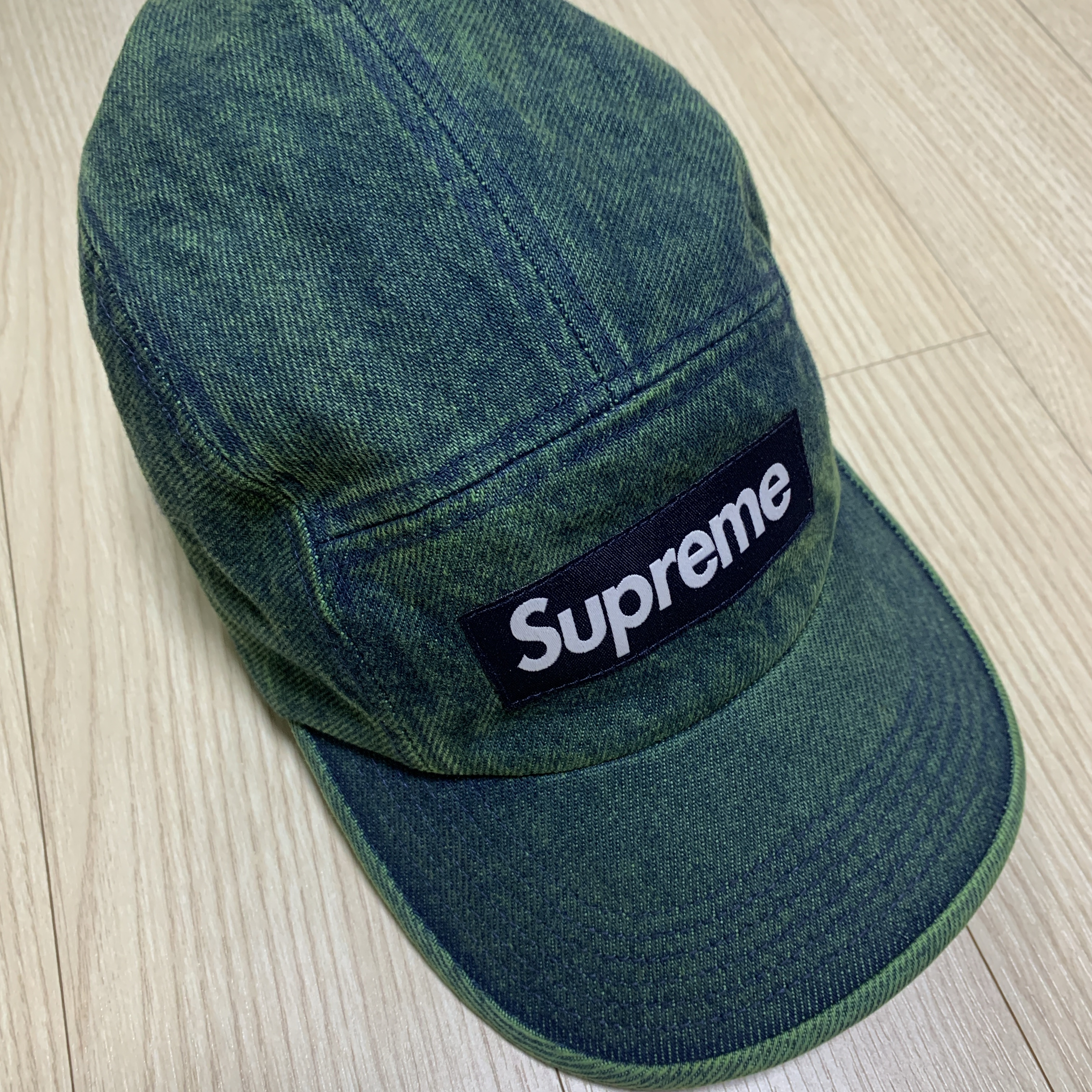 Supreme Denim Camp Cap Overdyed Green - 23SS 착용 스타일