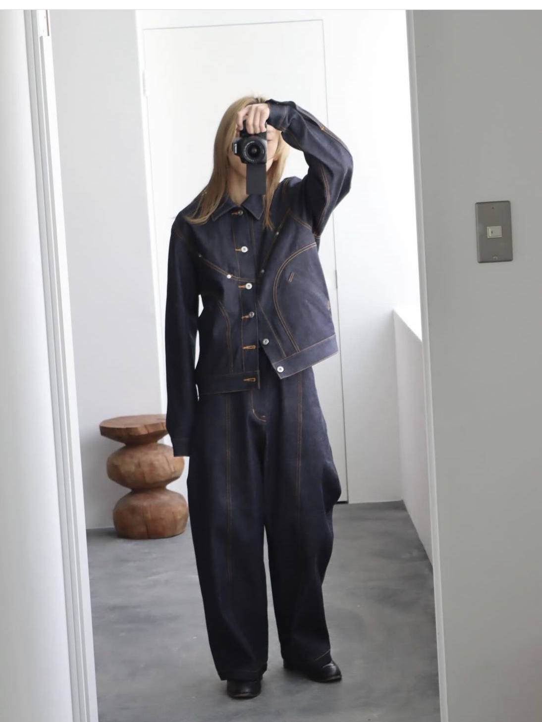 Sage Nation Denim Jiji Jacket Raw Denim, Sage Nation Welt Trouser Denim Raw Denim 착용 스타일