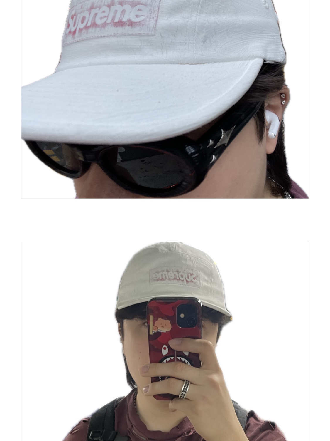 Supreme x MM6 Maison Margiela Painted Camp Cap White - 24SS 착용 스타일 - 2