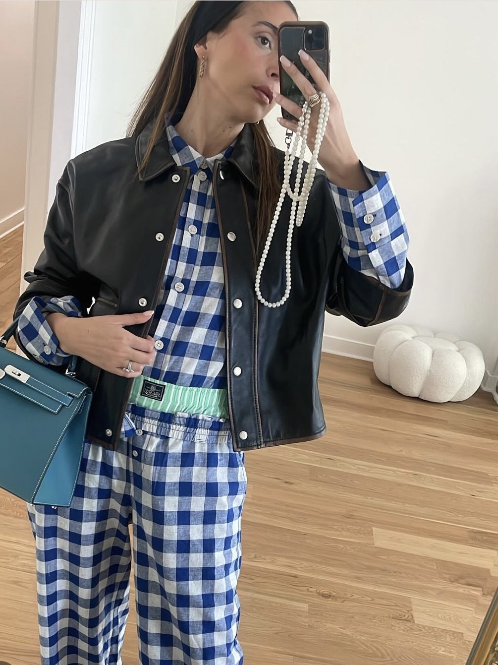Baum und Pferdgarten Miluna Blue Sailor Check - 24FW 착용 스타일 - 4