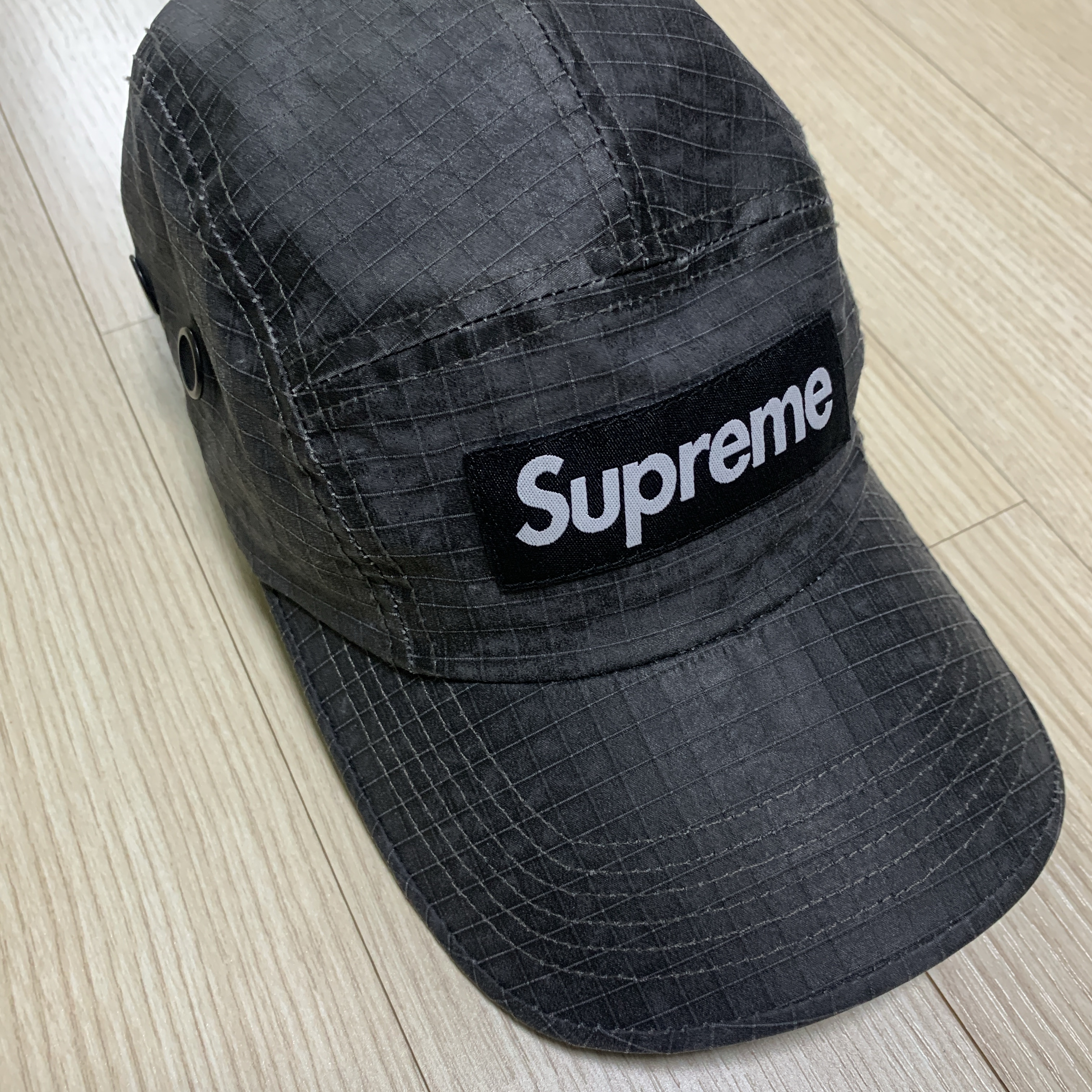 Supreme Distressed Ripstop Camp Cap Black - 23FW 착용 스타일