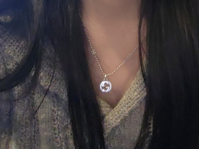 Gucci Interlocking G Pendant Flower Motif Chain Necklace Silver 착용 스타일