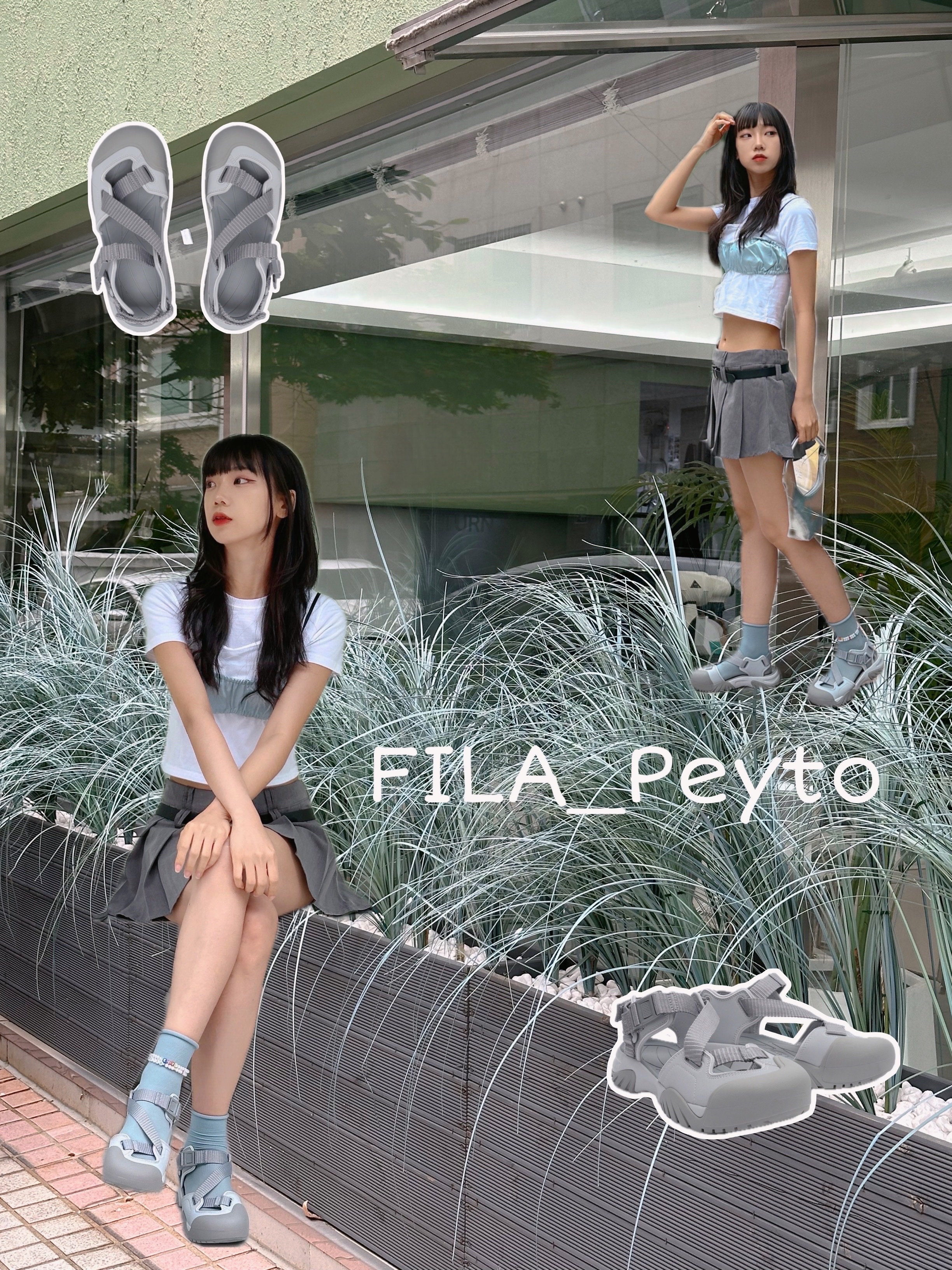 Fila Peito Sandal Grey 착용 스타일 - 9