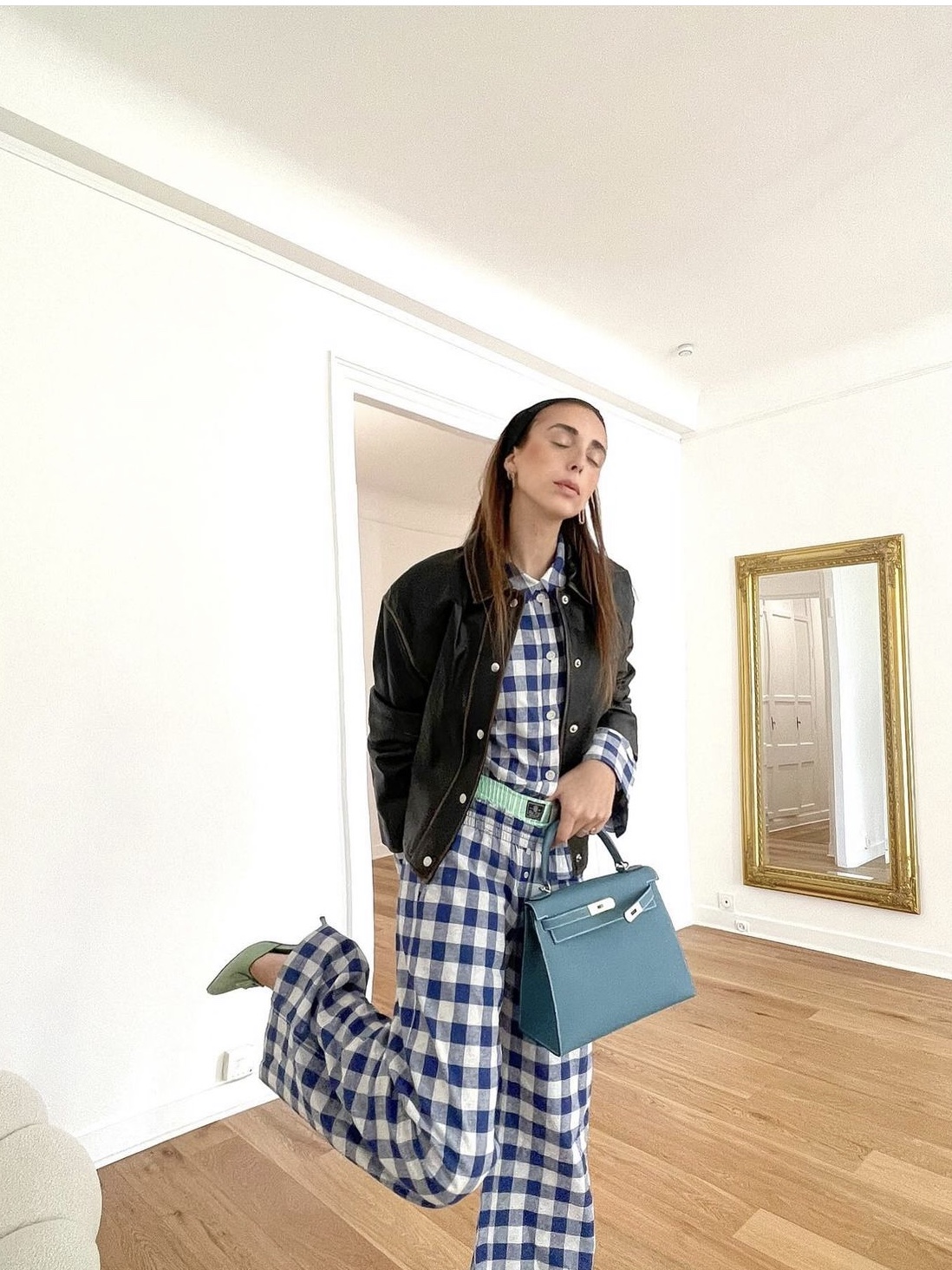 Baum und Pferdgarten Miluna Blue Sailor Check - 24FW 착용 스타일 - 2