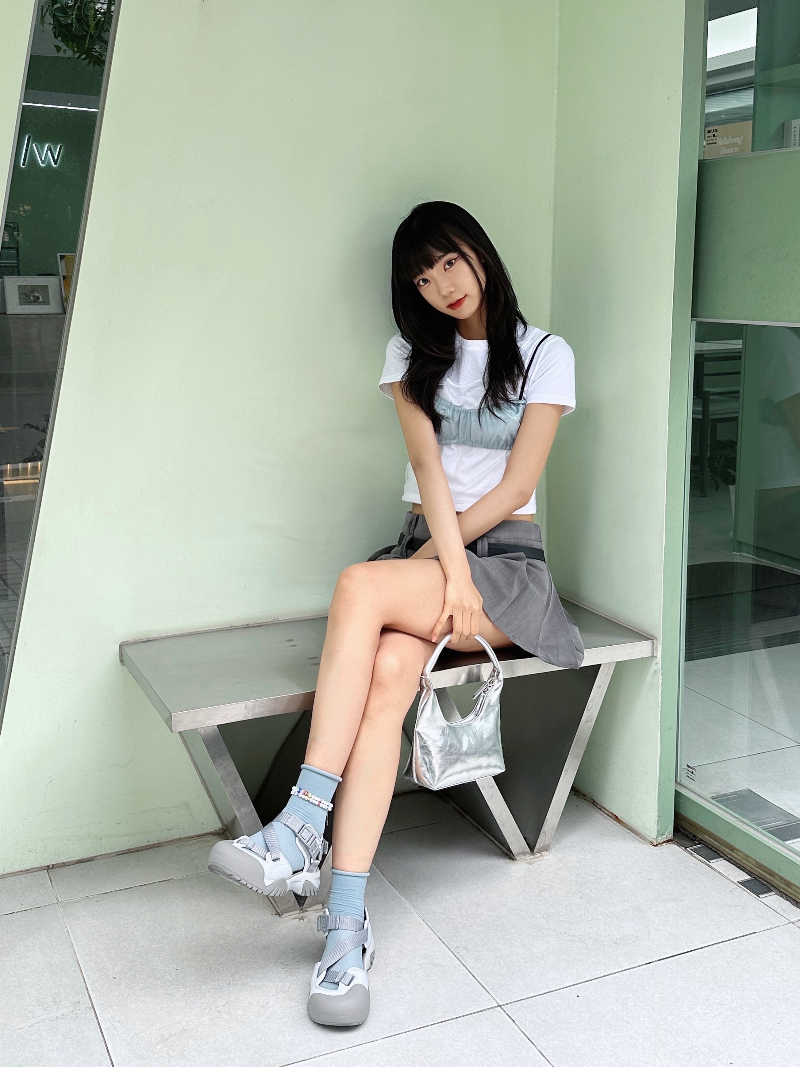 Fila Peito Sandal Grey 착용 스타일 - 2