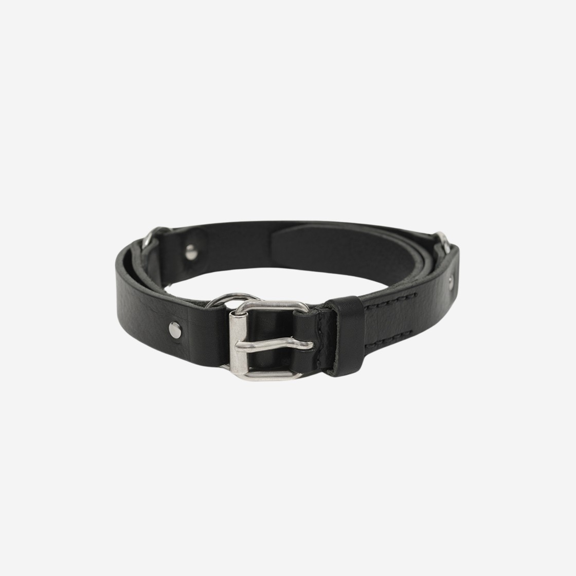 Our Legacy 2.5cm Ring Belt Grizzly Black Leather 상세 이미지 1