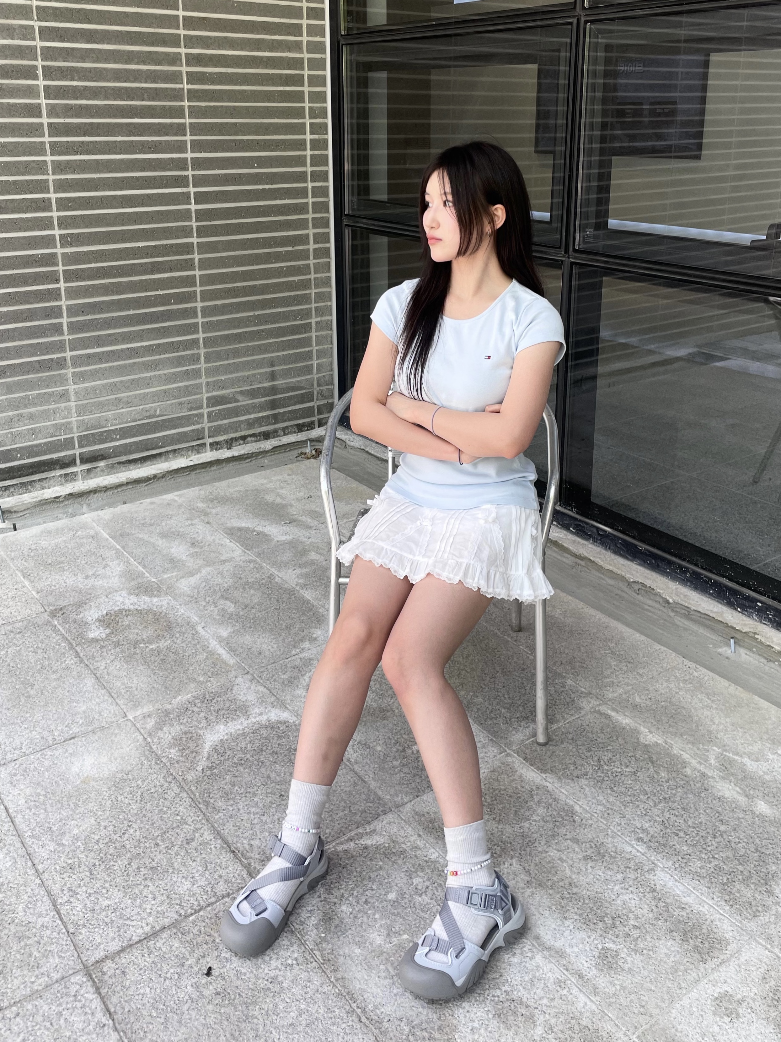 Fila Peito Sandal Grey 착용 스타일 - 2