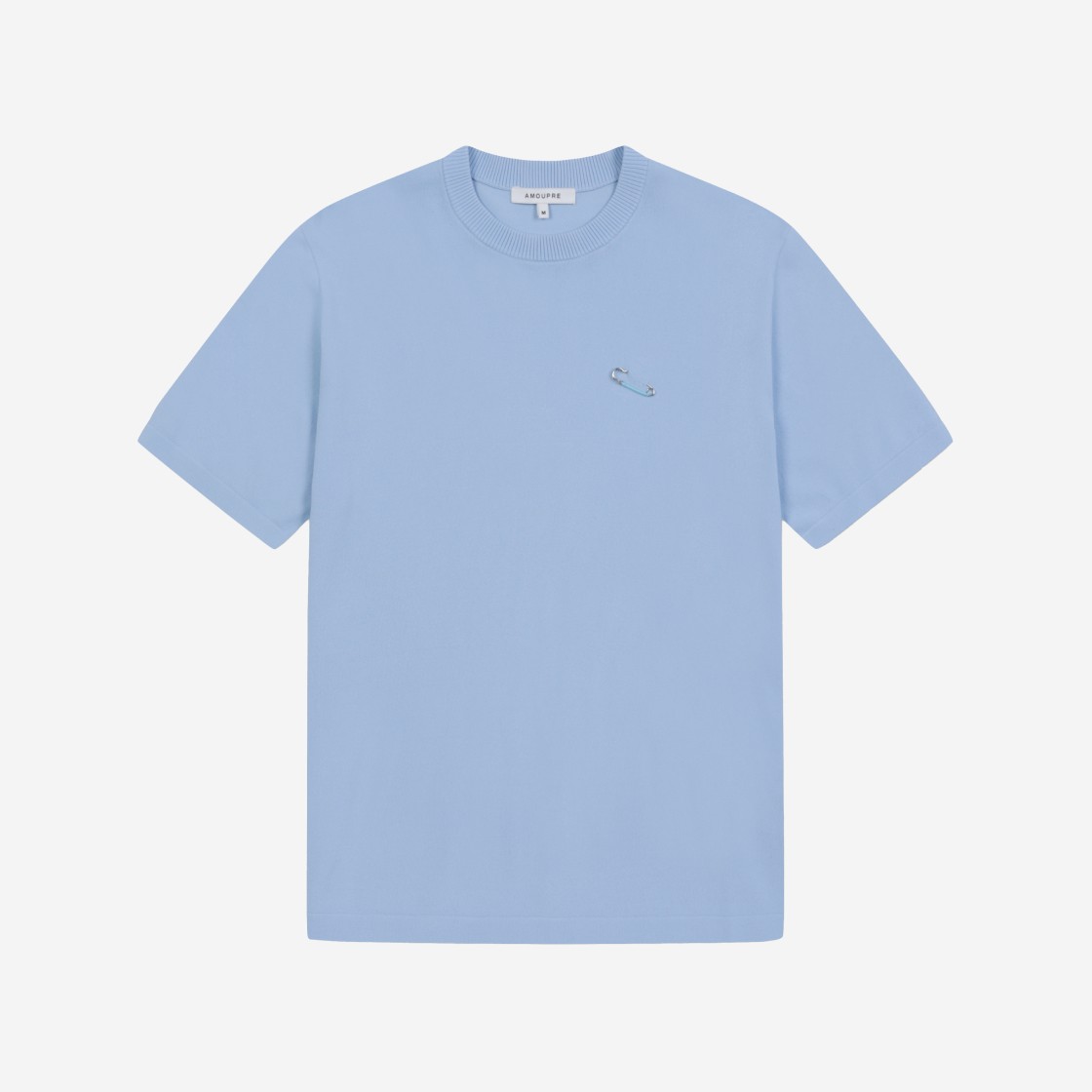 AMOUPRE Crew Neck Short Sleeve Sweater Light Blue 상세 이미지 1