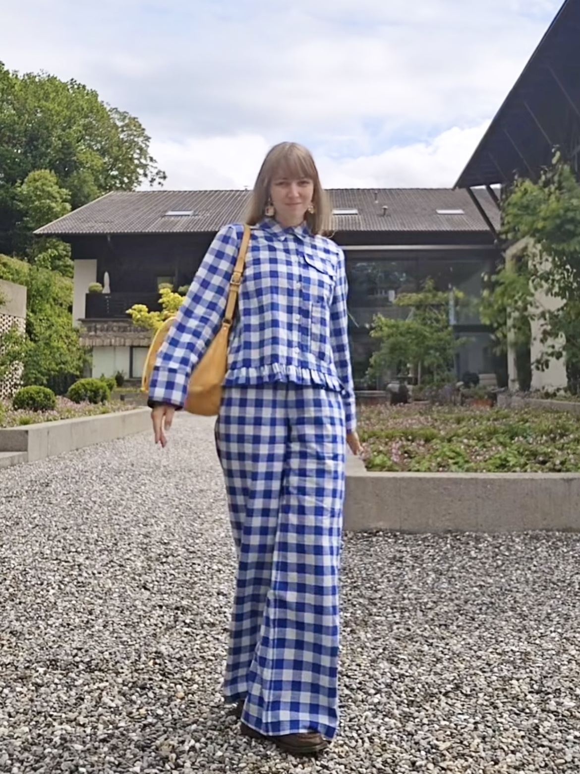 Baum und Pferdgarten Miluna Blue Sailor Check - 24FW 착용 스타일 - 1