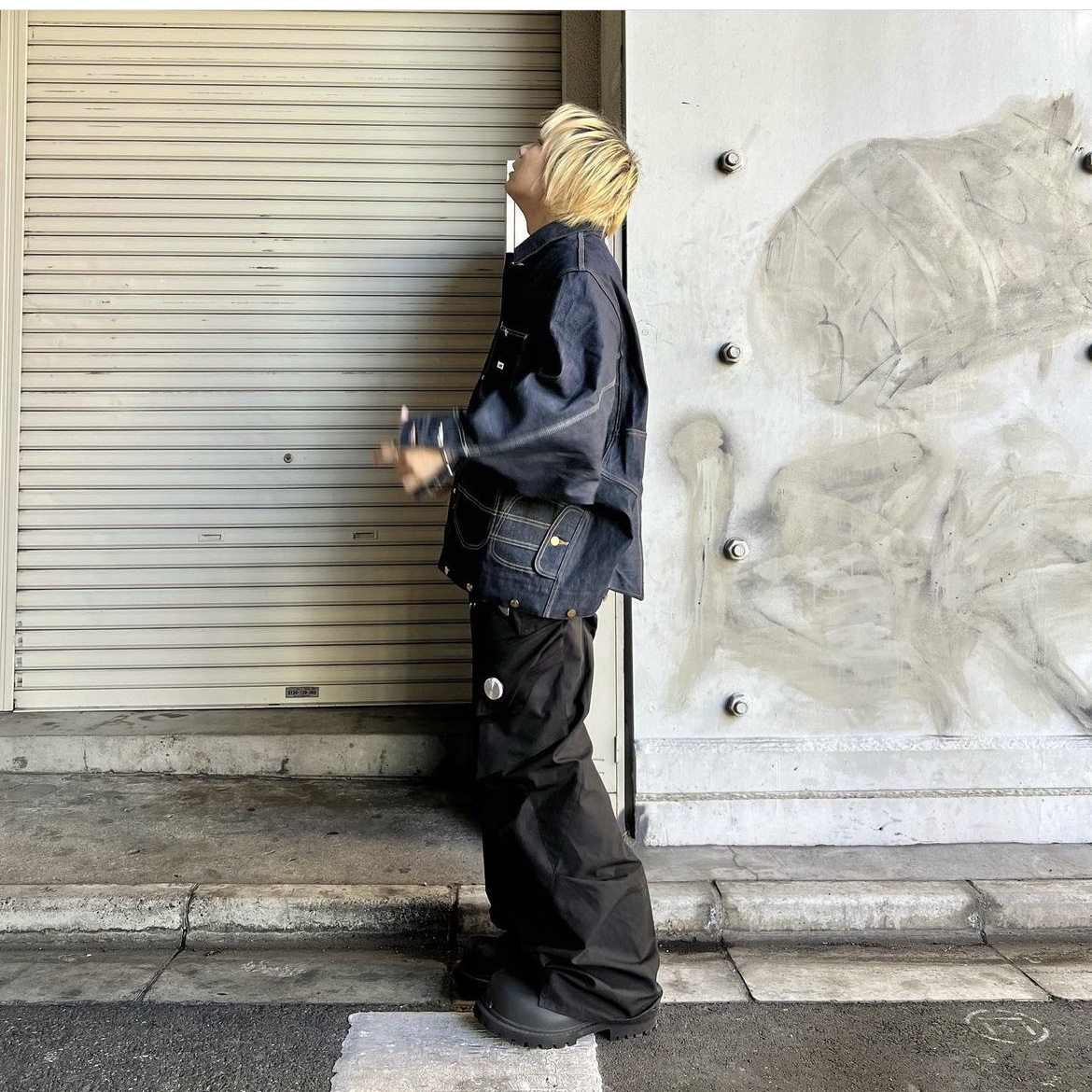 Beautiful People x Lee Double End Denim Riders Work Blouson Indigo 착용 스타일 - 3