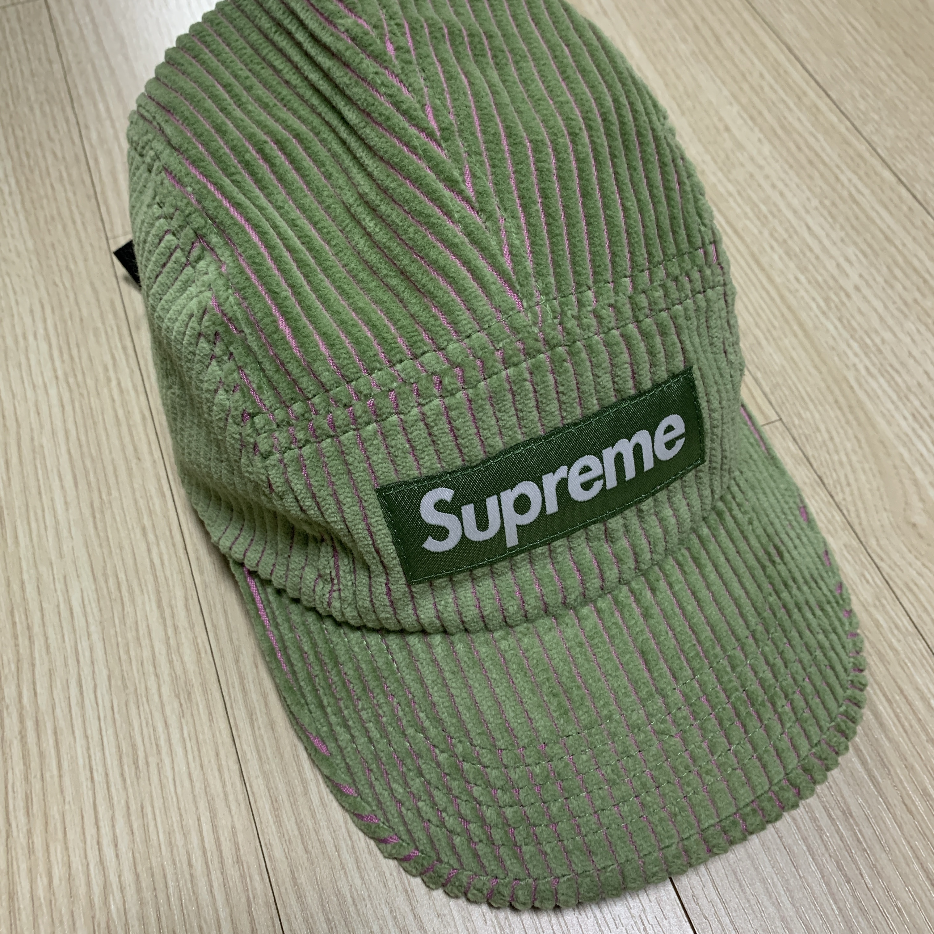 Supreme 2-Tone Corduroy Camp Cap Green - 23SS 착용 스타일