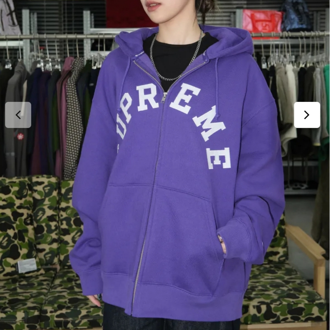 Supreme x Champion Zip Up Hooded Sweatshirt Navy - 24SS, Supreme x Champion Zip Up Hooded Sweatshirt Purple - 24SS 착용 스타일 - 2
