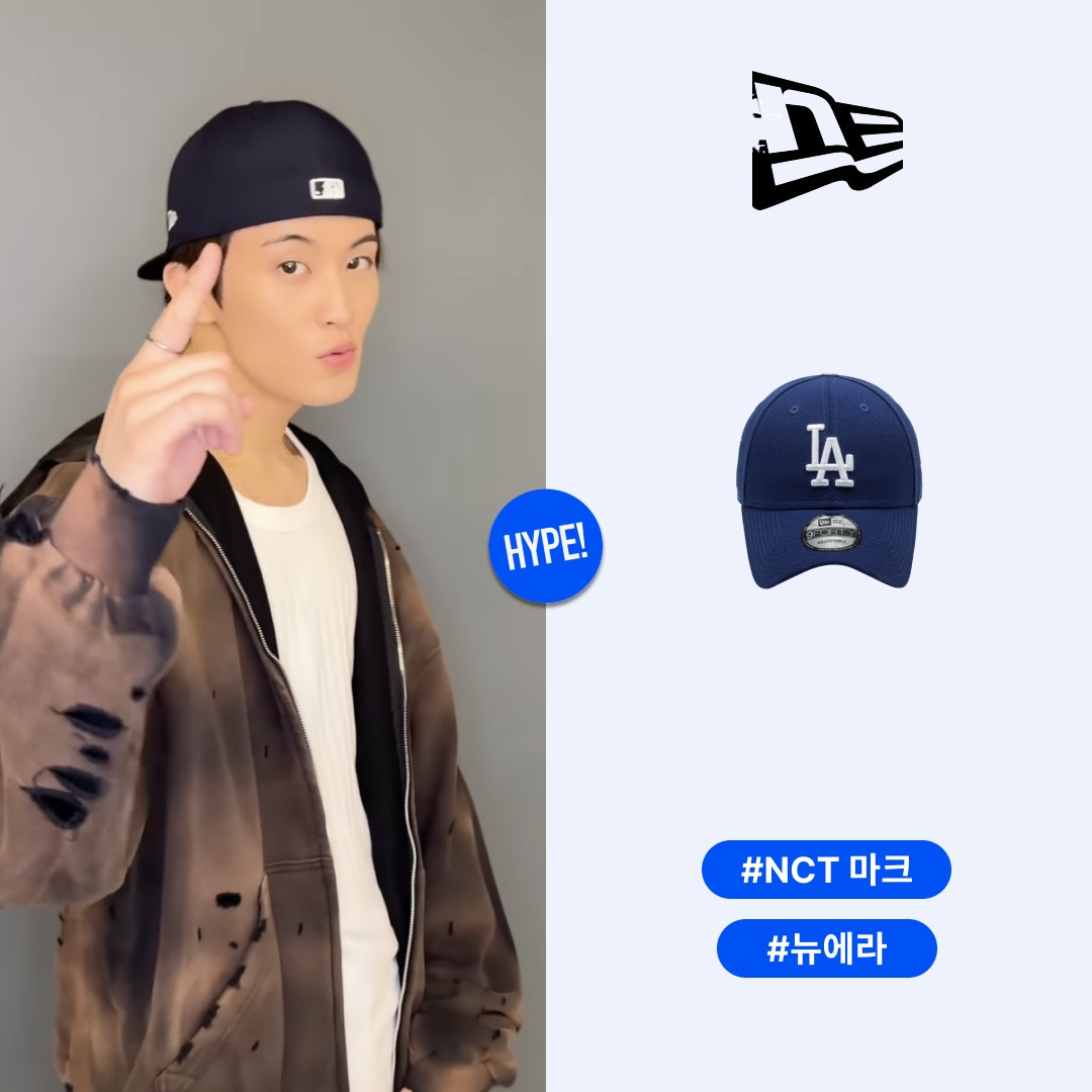 New Era 9Forty MLB Seoul Series LA Dodgers Dark Royal 착용 스타일 - 1