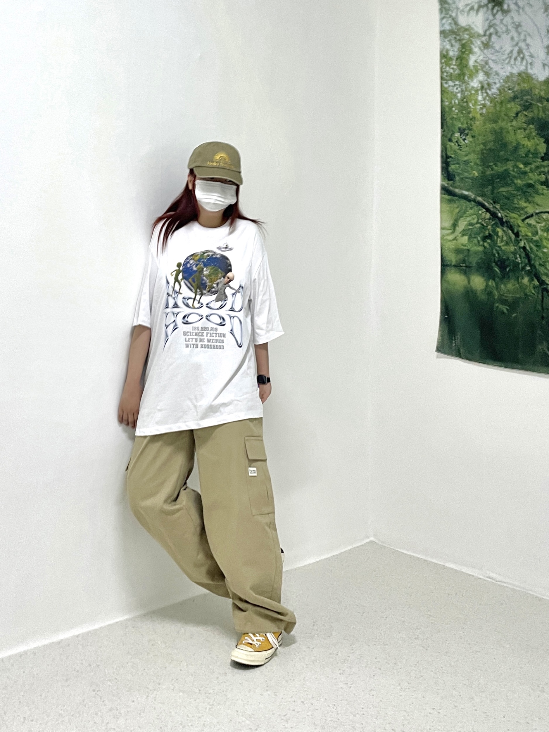 Hello Sunrise Washed OG Logo Ball Cap Camel Brown, Converse Chuck 70 Ox Vintage Canvas Sunflower 착용 스타일 - 4