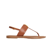 (W) Celine Lympia Triomphe Thong in Calfskin Tan