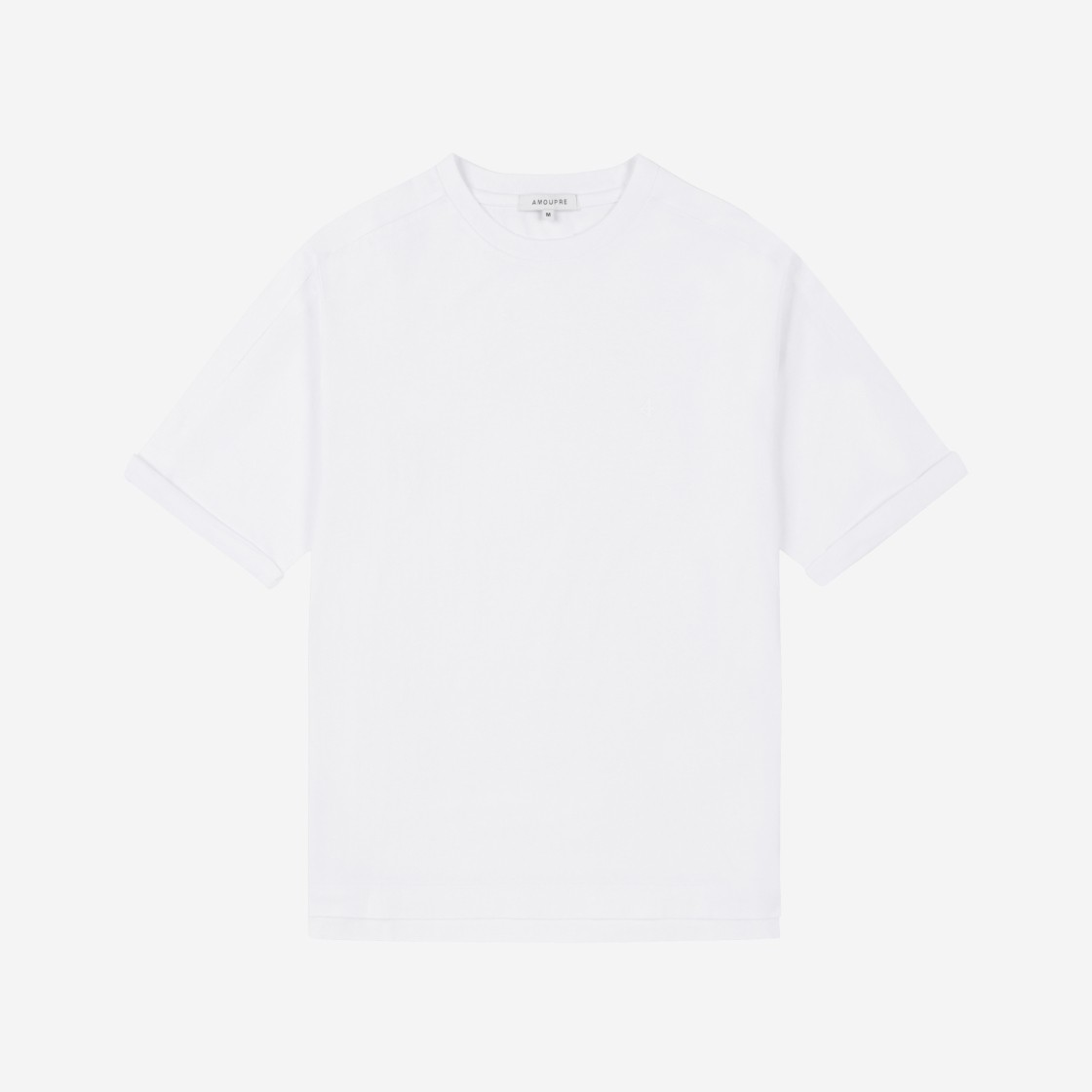 AMOUPRE A Embroidery Dyeing Semi Over Tshirt White 상세 이미지 1