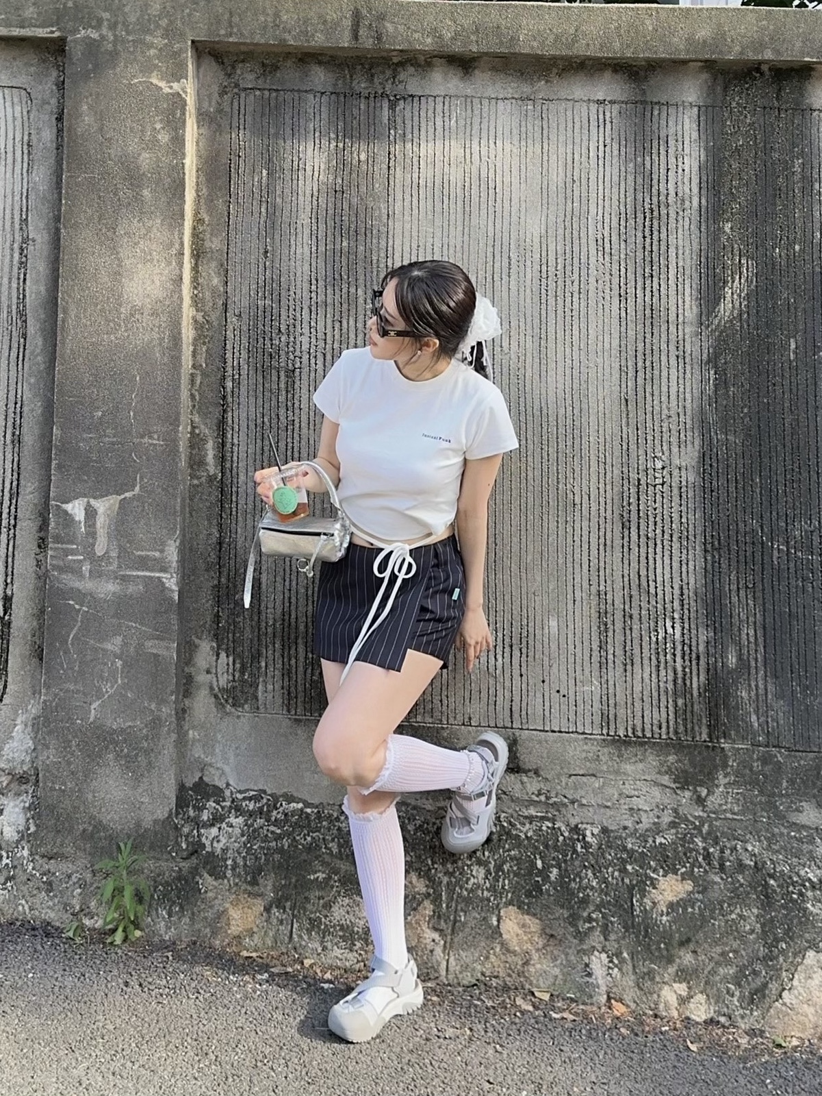Fila Peito Sandal Grey 착용 스타일 - 1