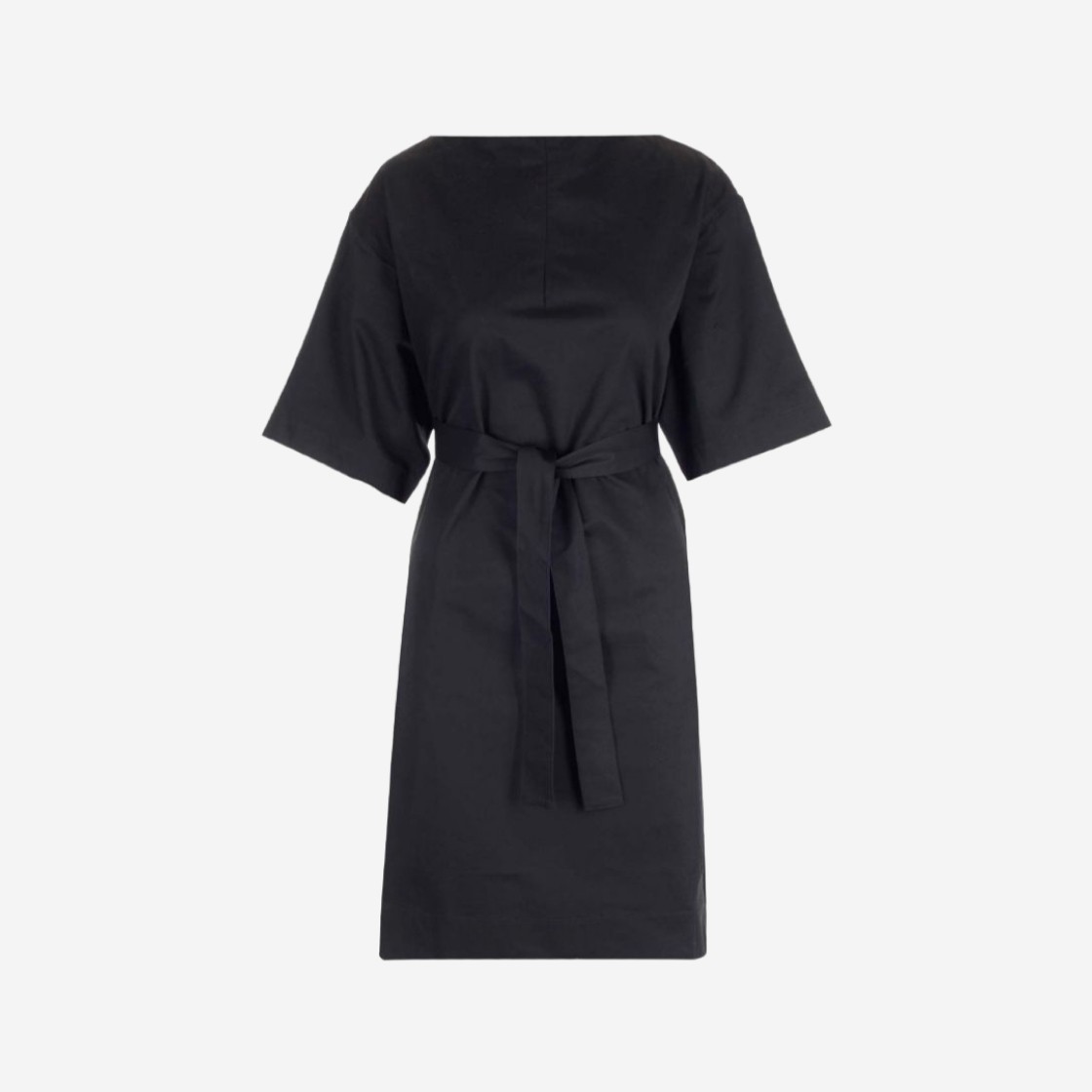 (W) Toteme Cotton Organic Tie-Waist Midi Dress Black 상세 이미지 1