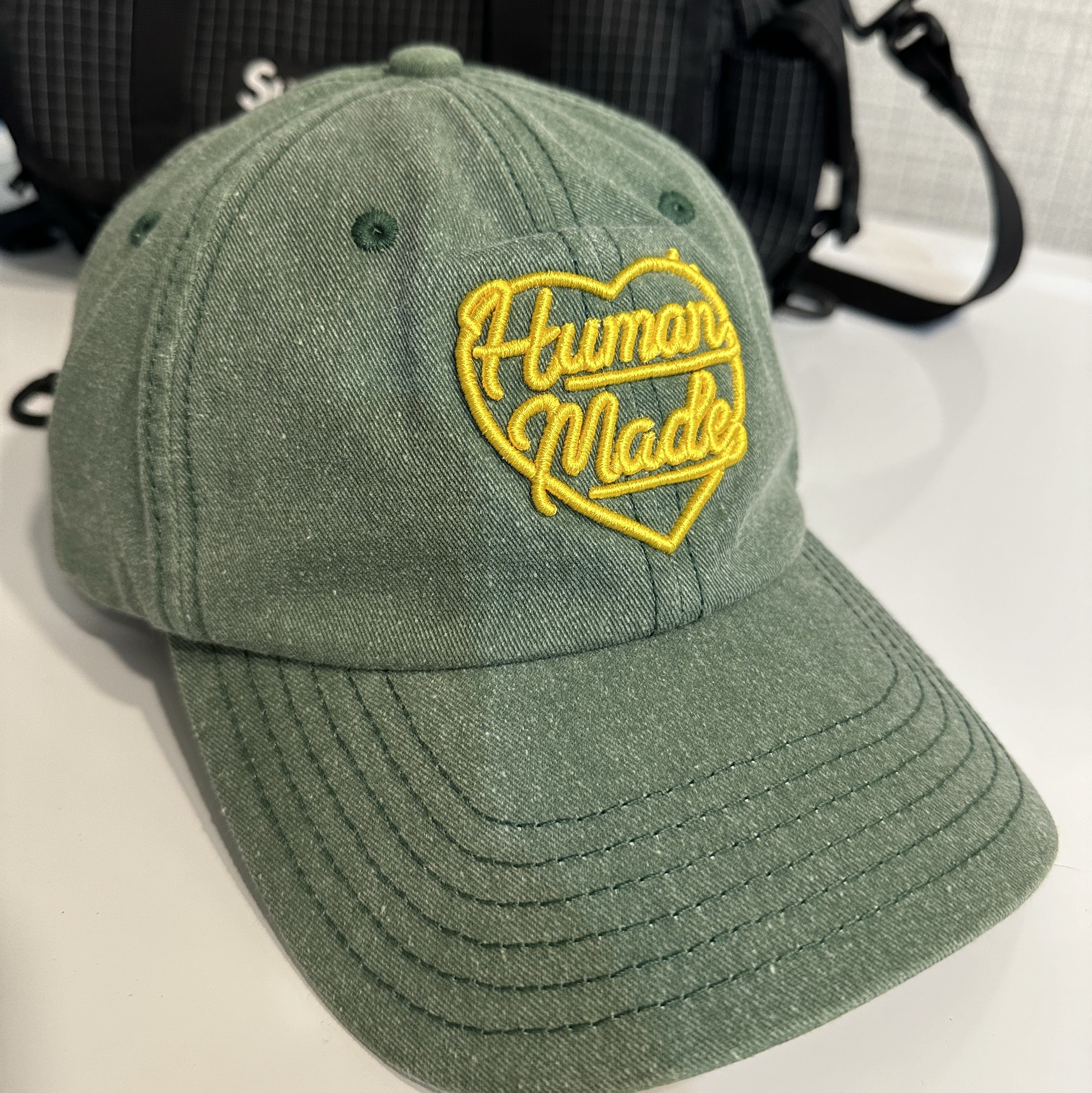 Human Made 6 Panel Cap #1 Green 착용 스타일 - 1