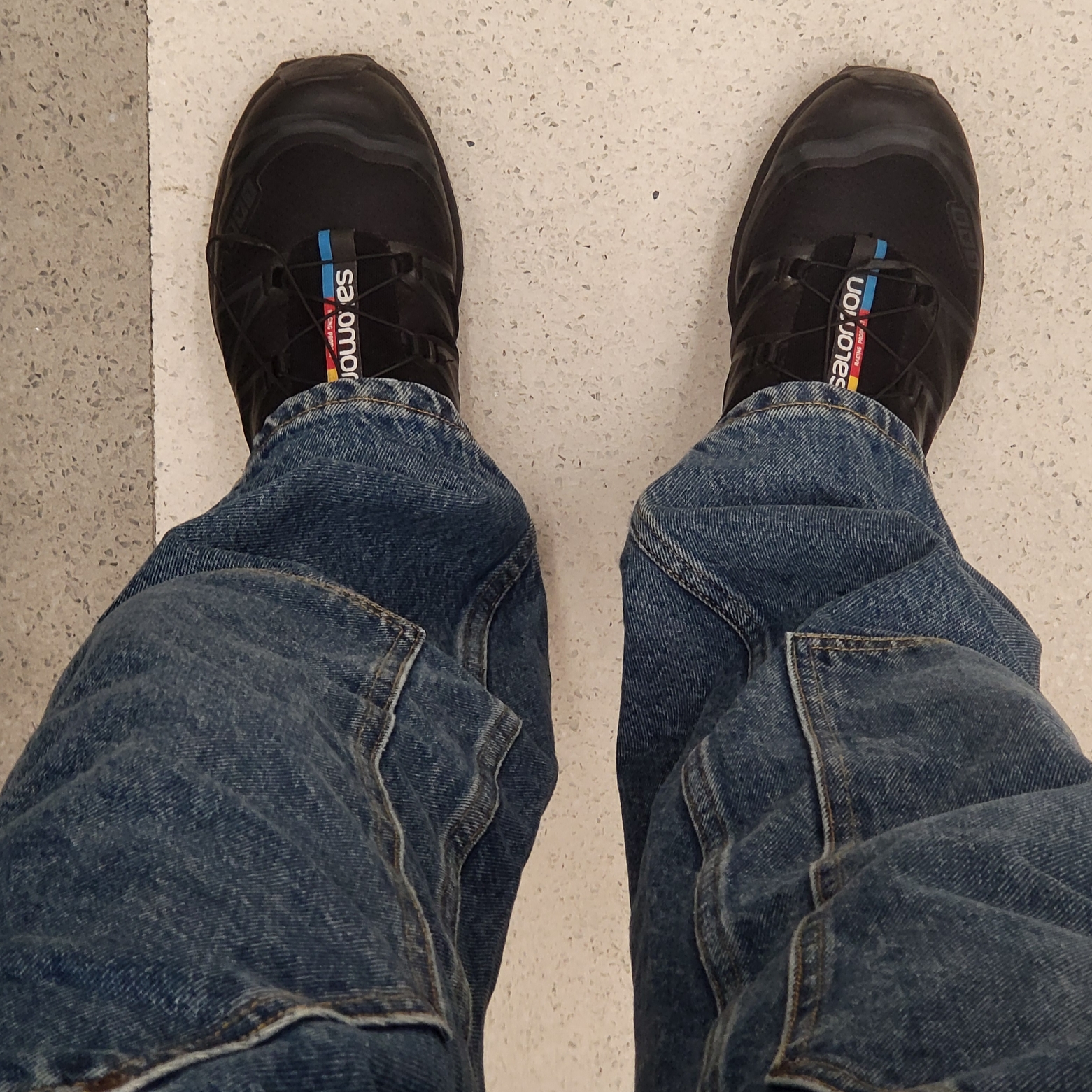 Supreme Double Knee Painter Pant Washed Indigo - 24SS, Salomon XT-6 ADV Black 착용 스타일