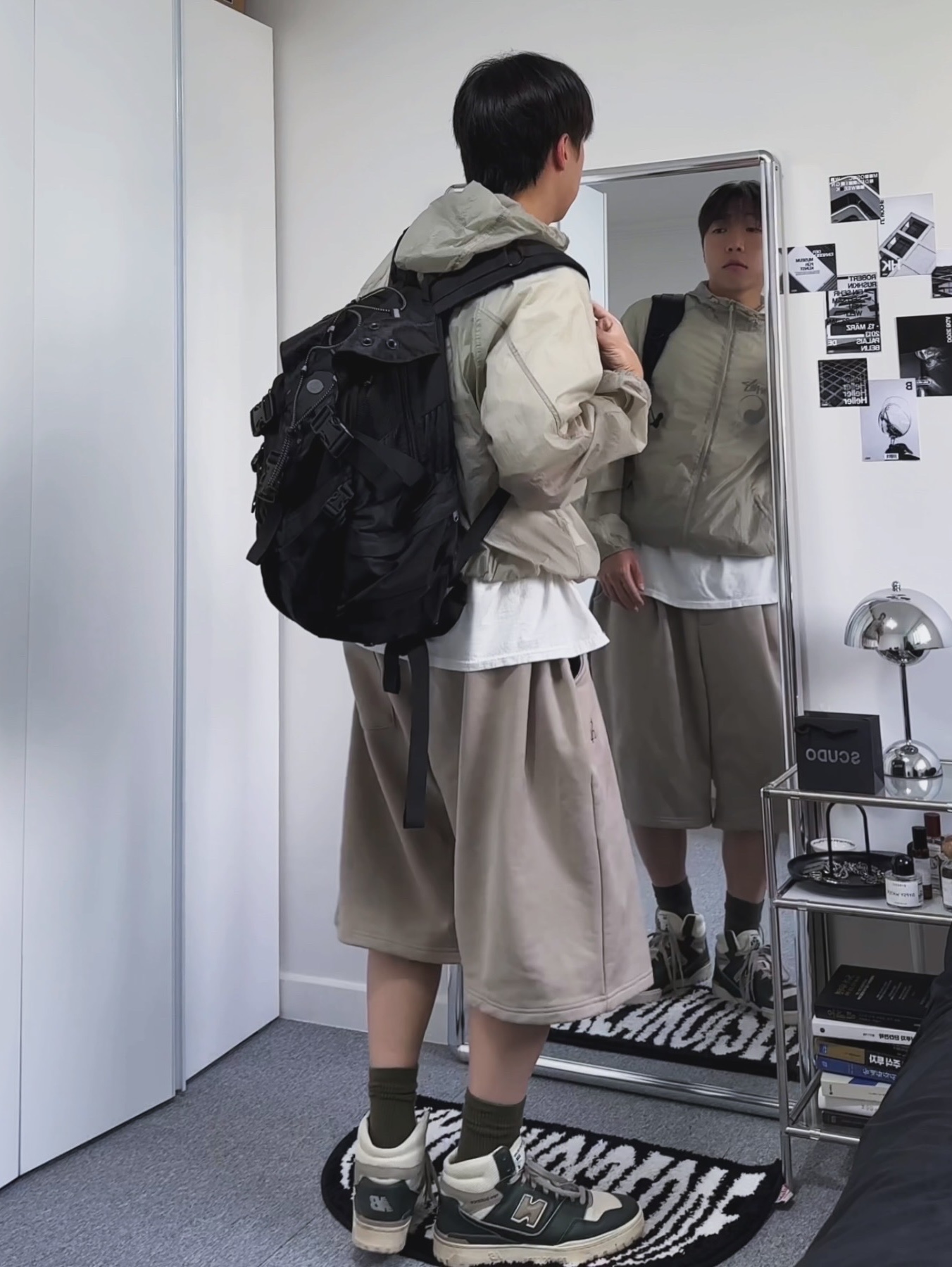 Stussy x Our Legacy Frame Pigment Dyed T-Shirt Natural, New Balance x Aime Leon Dore 650R Forest Green 착용 스타일 - 2