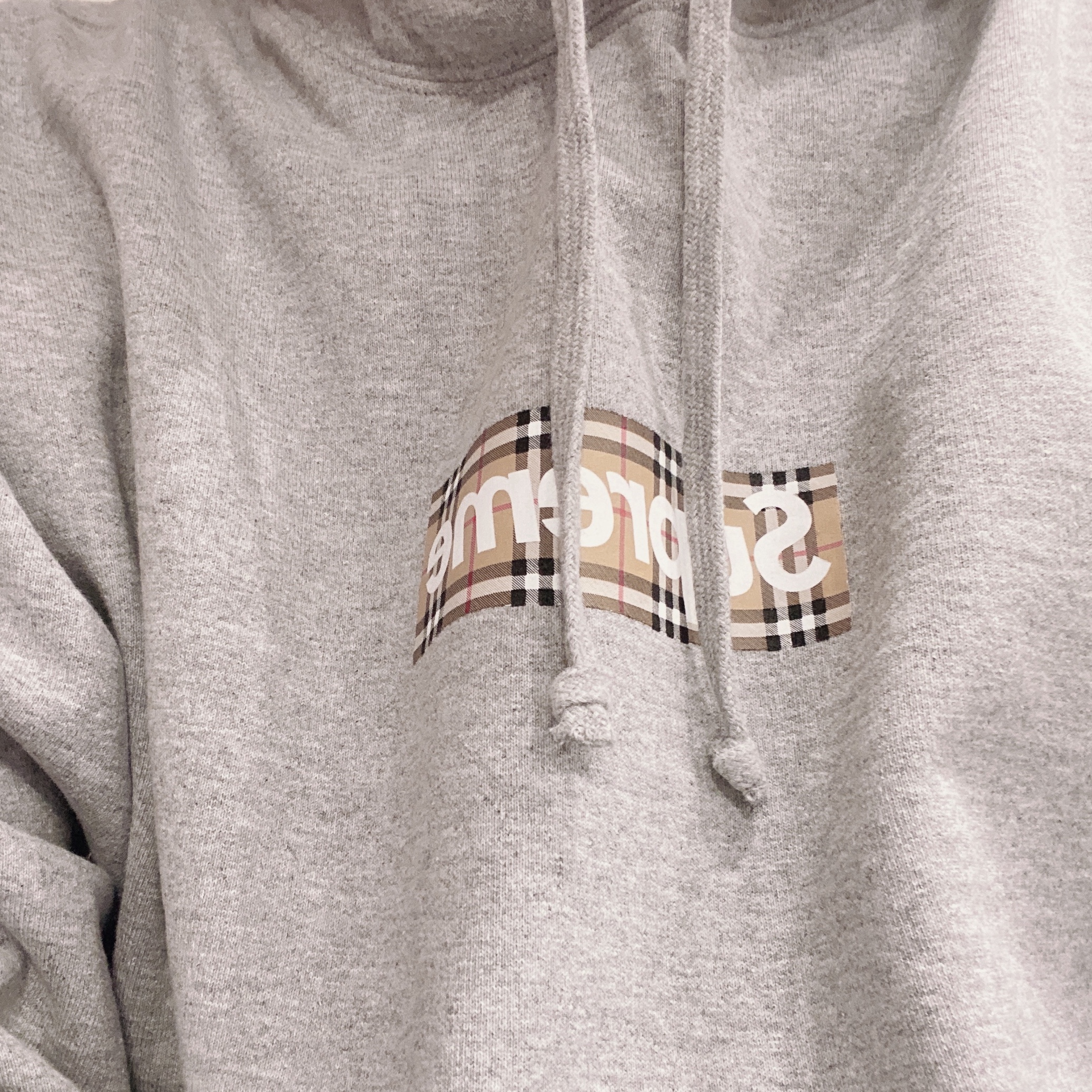 Supreme x Burberry Box Logo Hooded Sweatshirt Heather Grey - 22SS 착용 스타일