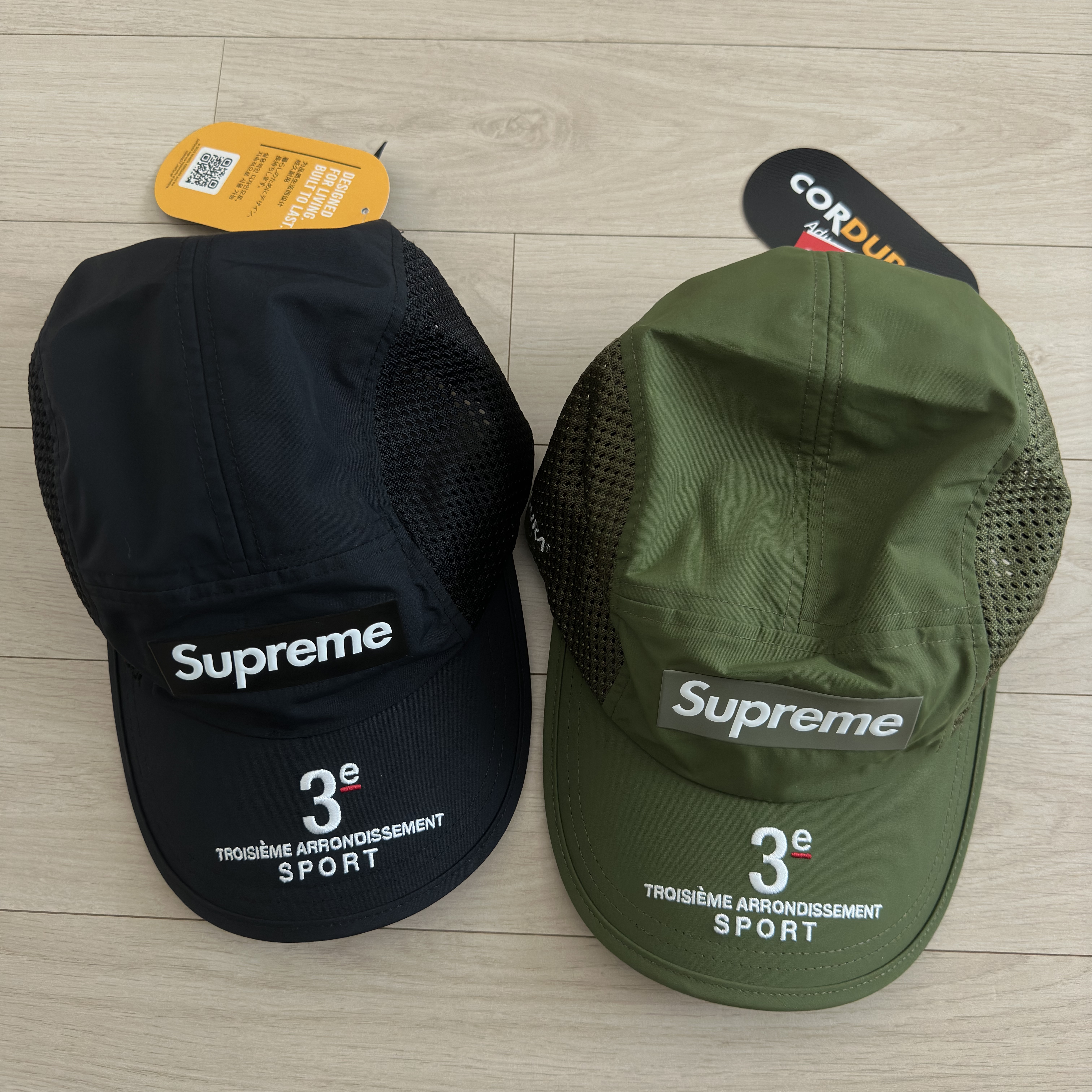 Supreme Mesh Side Panel Camp Cap Black - 24SS, Supreme Mesh Side Panel Camp Cap Olive - 24SS 착용 스타일