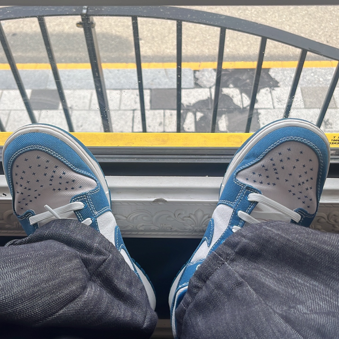 Nike Dunk Low Retro SE Industrial Blue 착용 스타일 - 1