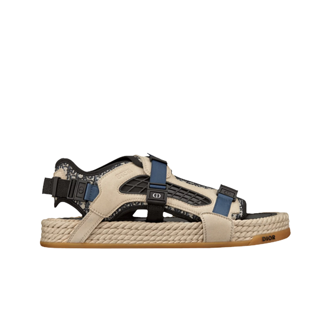 3SA094ZIY-H561 Dior Atlas Sandal Beige Black Dior Oblique Jacquard Beige Suede