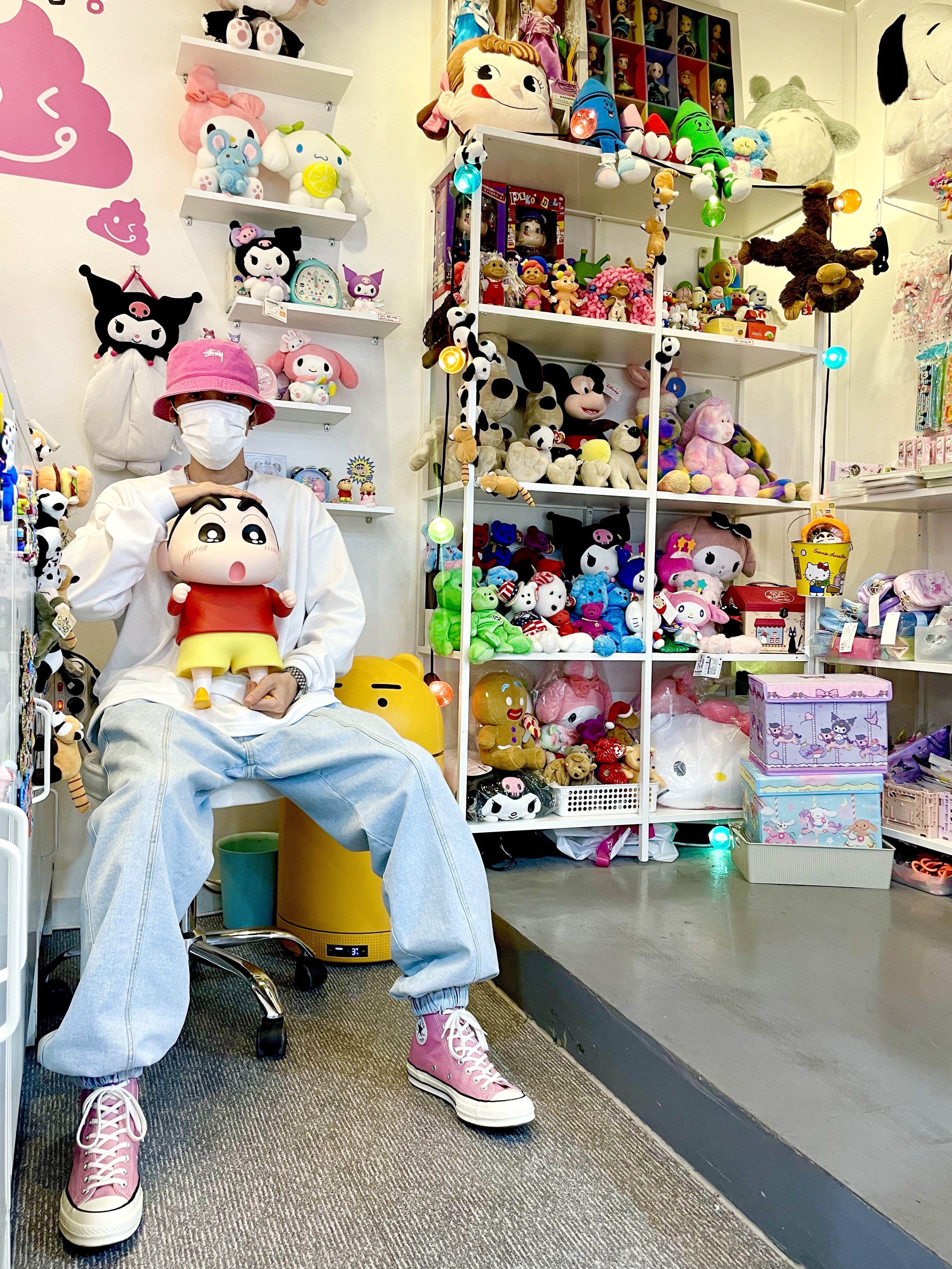 Converse Chuck 70 High Magic Flamingo, Stussy Washed Stock Bucket Hat Magenta 착용 스타일