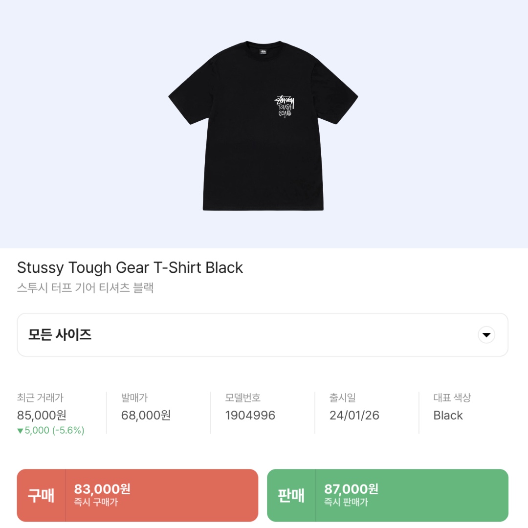 Stussy Tough Gear T-Shirt Black 착용 스타일 - 2