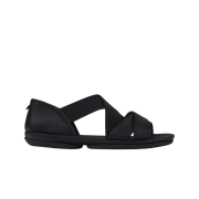 (W) Camper Right Leather Cross Strap Sandals Black