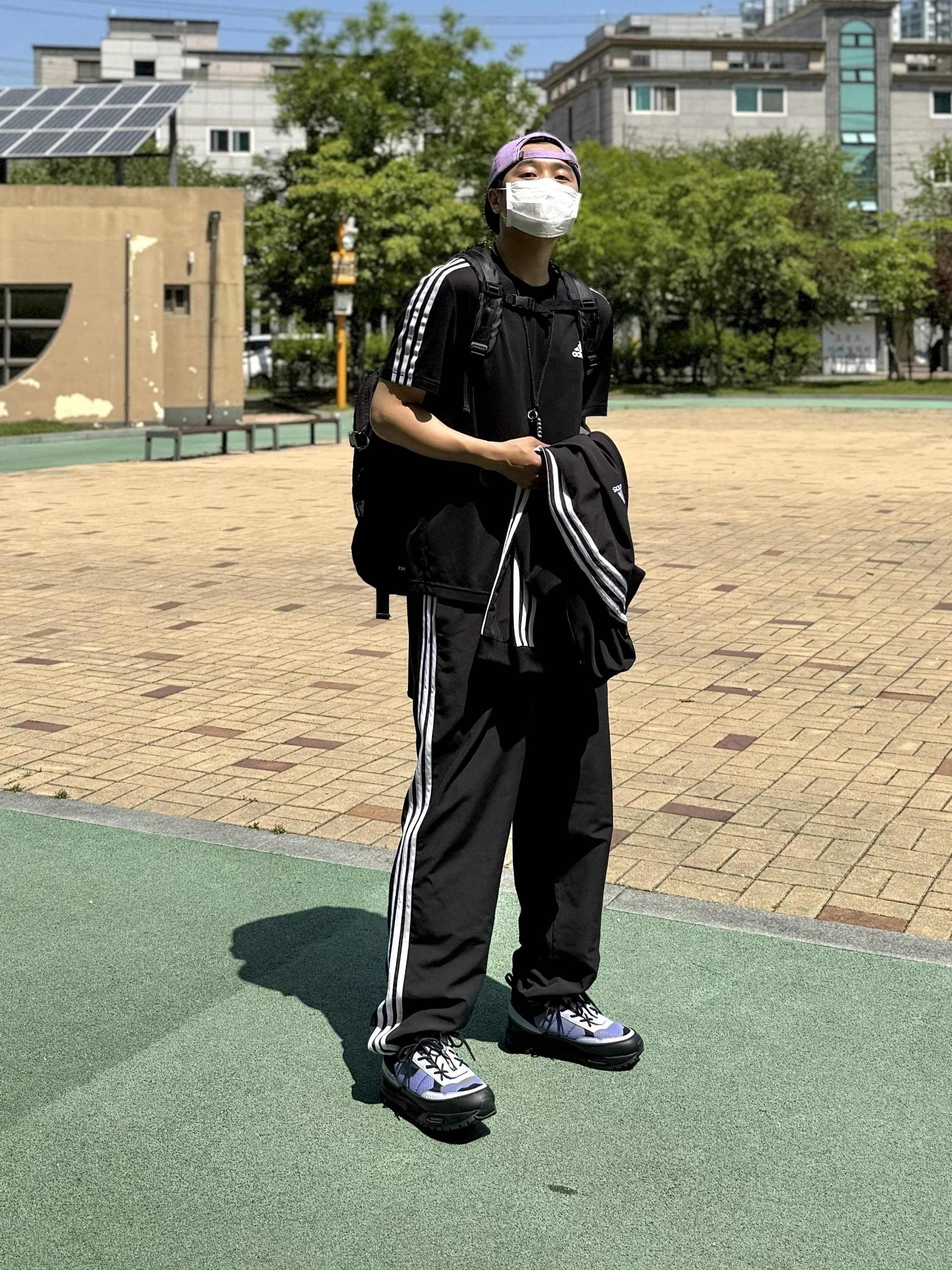 Adidas 3-Stripes Woven Track Suit Black - KR Sizing, Adidas 3-Stripes Pants Black - KR Sizing 착용 스타일 - 2