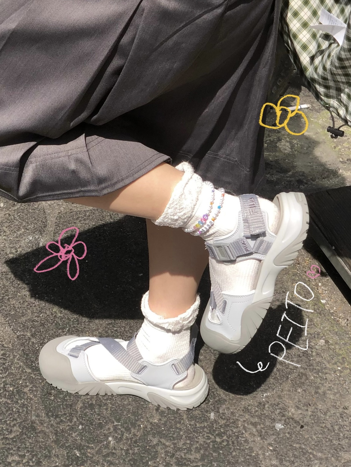 Fila Peito Sandal Grey 착용 스타일