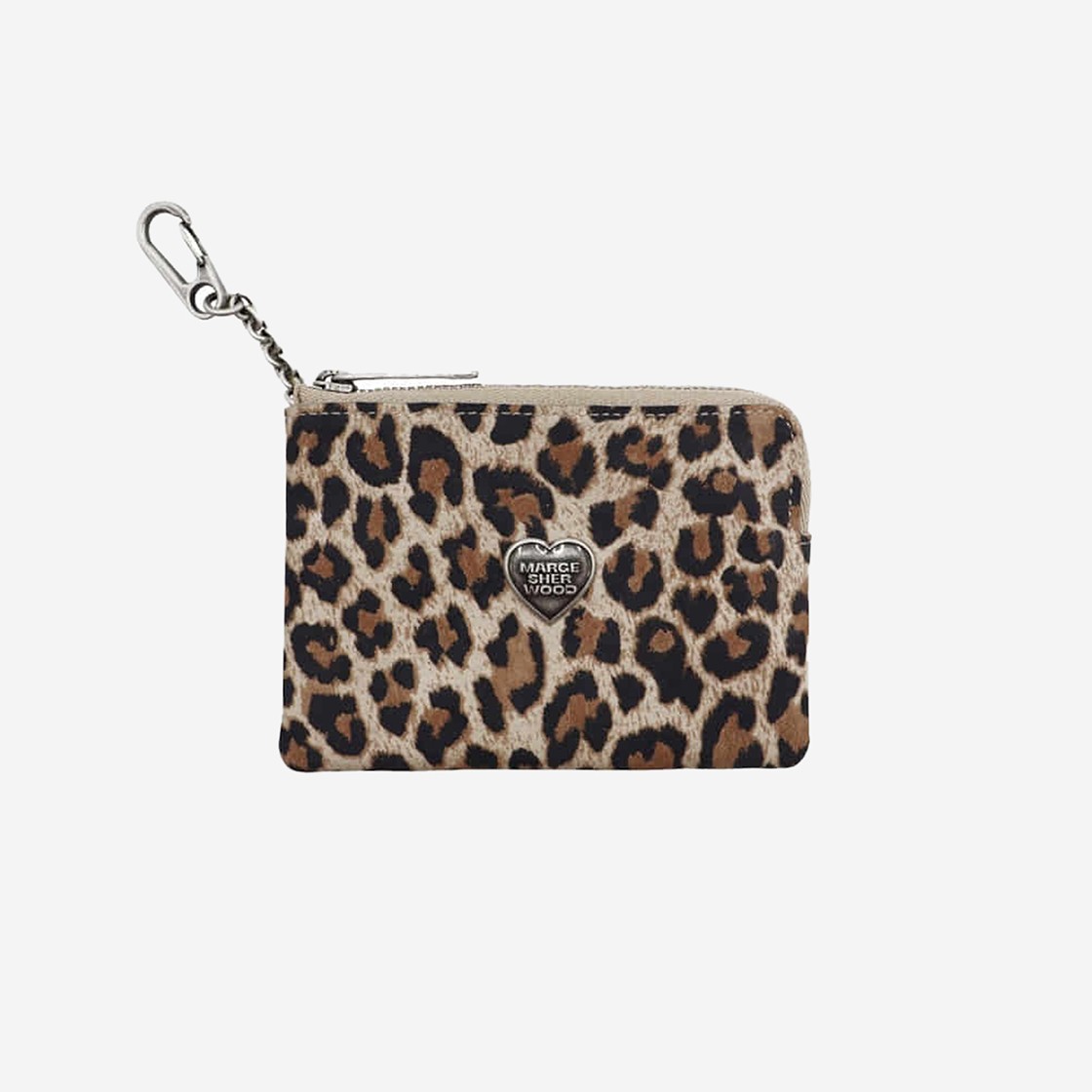 Margesherwood Heart Zipper Wallet Silver Logo Cream Leopard Suede 상세 이미지 1